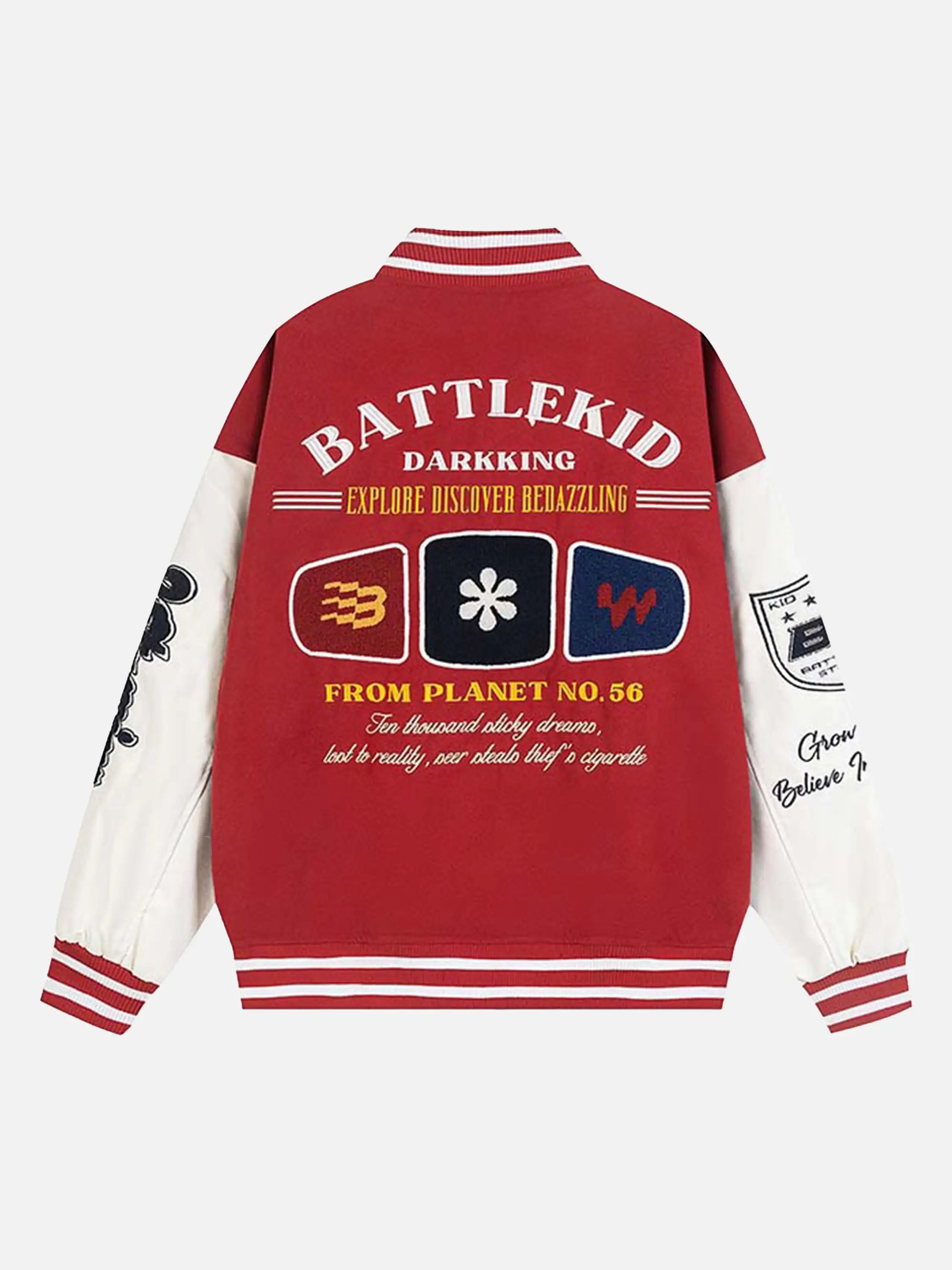 Vintage Contrast Color Towel Embroidered Baseball Jacket
