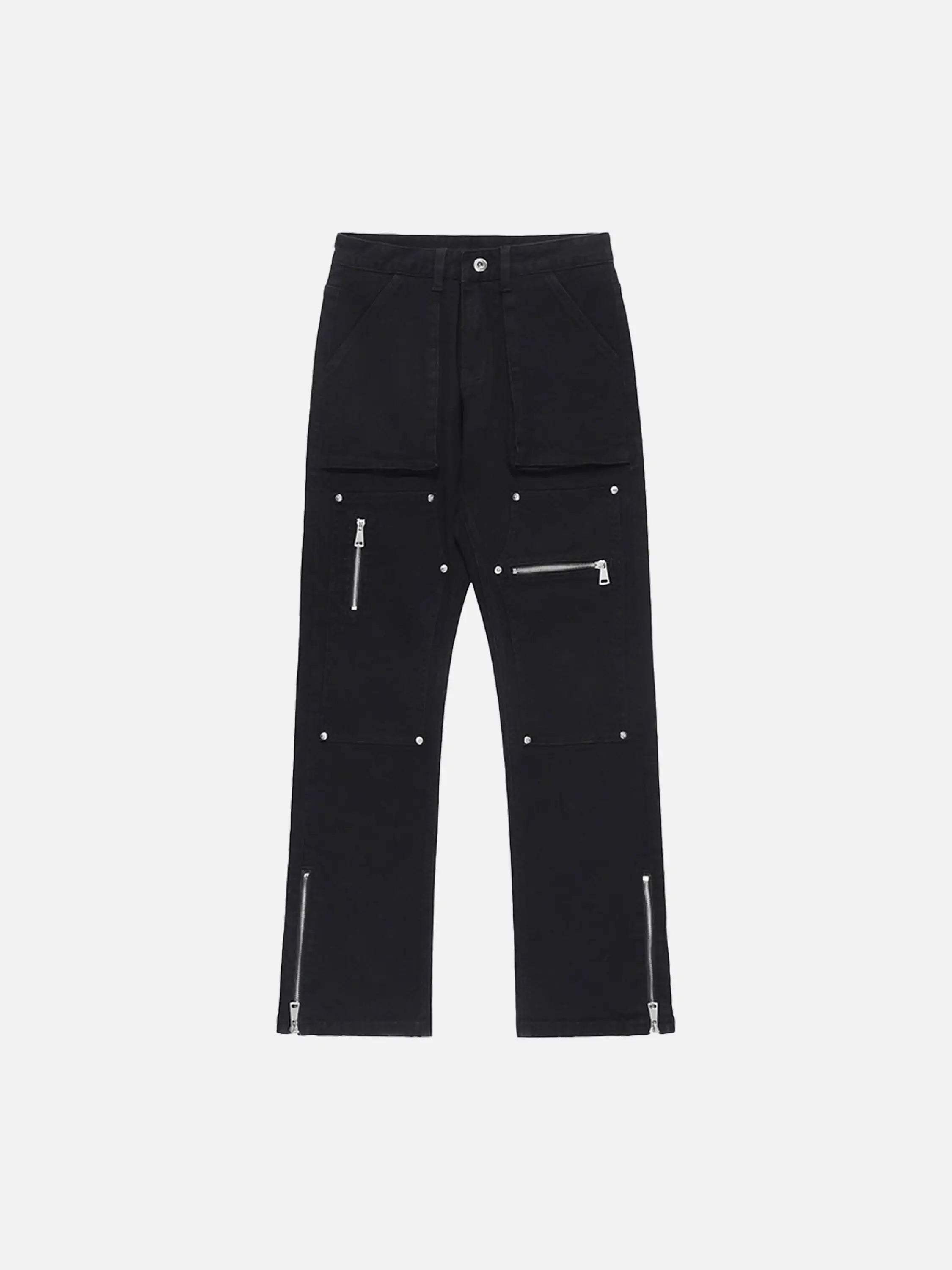 Disguisen High Street Zipper Niche Design Straight Pants