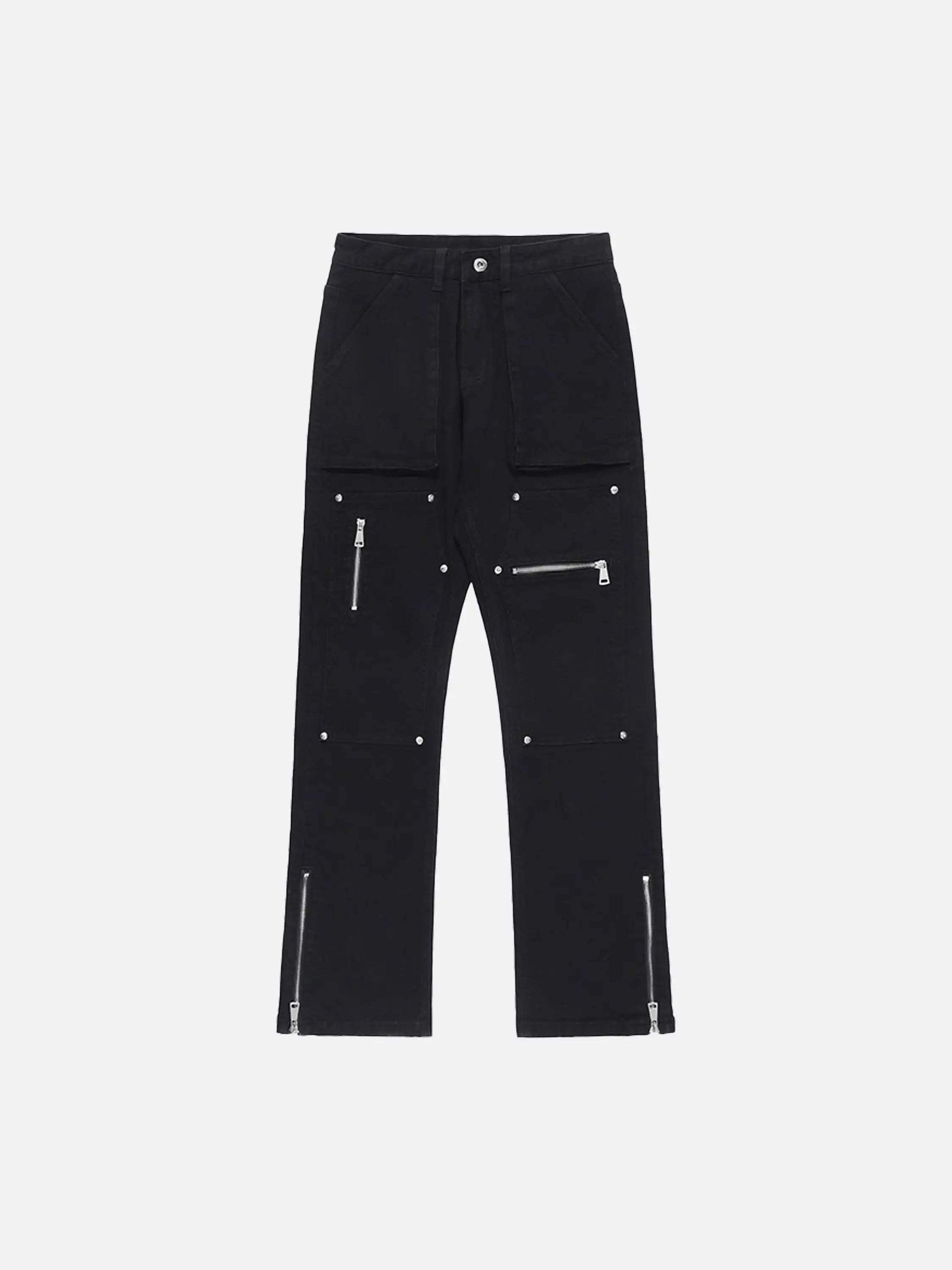 Disguisen High Street Zipper Niche Design Straight Pants