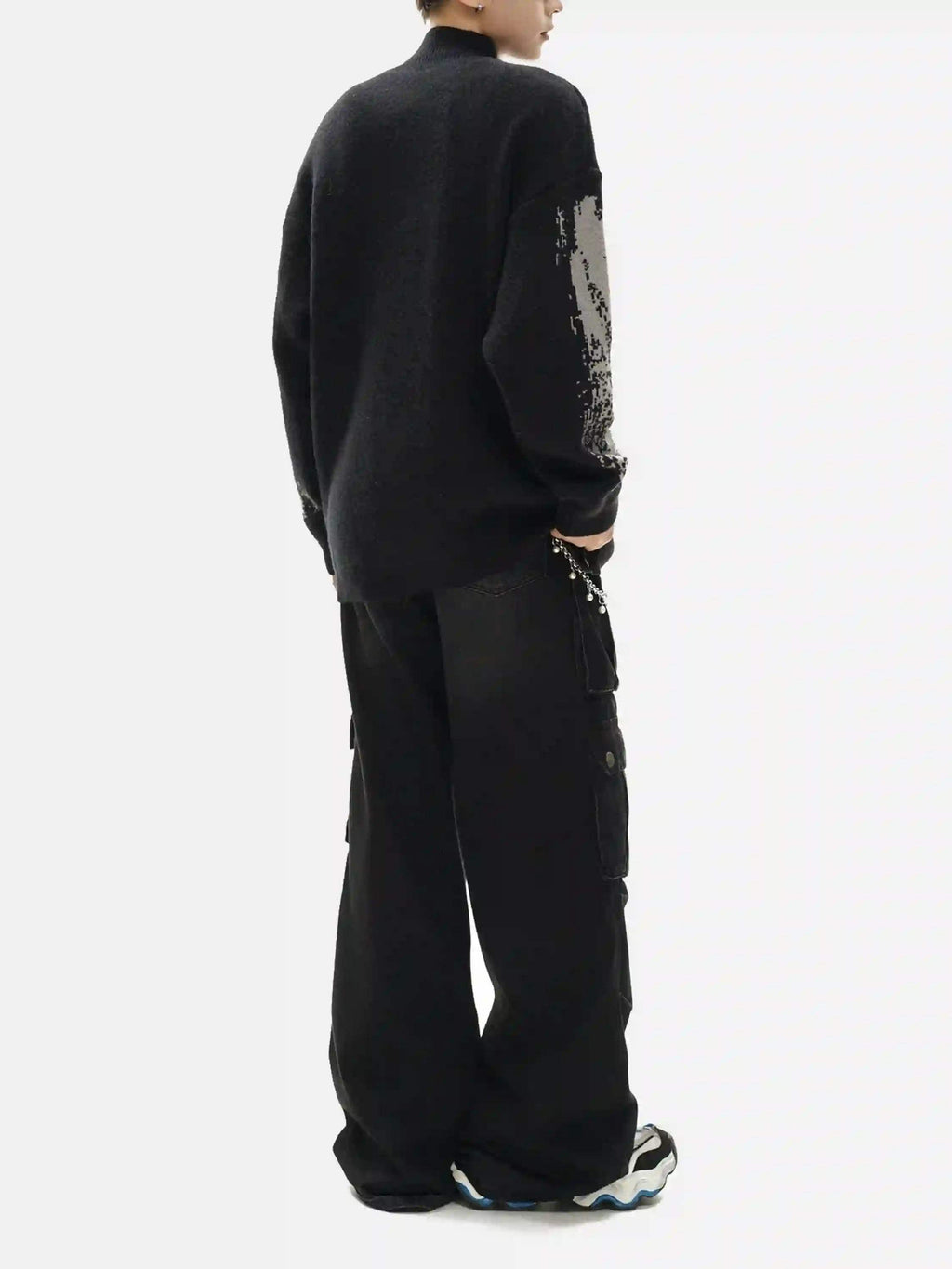 Disguisen High Street Abstract Pattern Zipper Stand Collar Cardigan