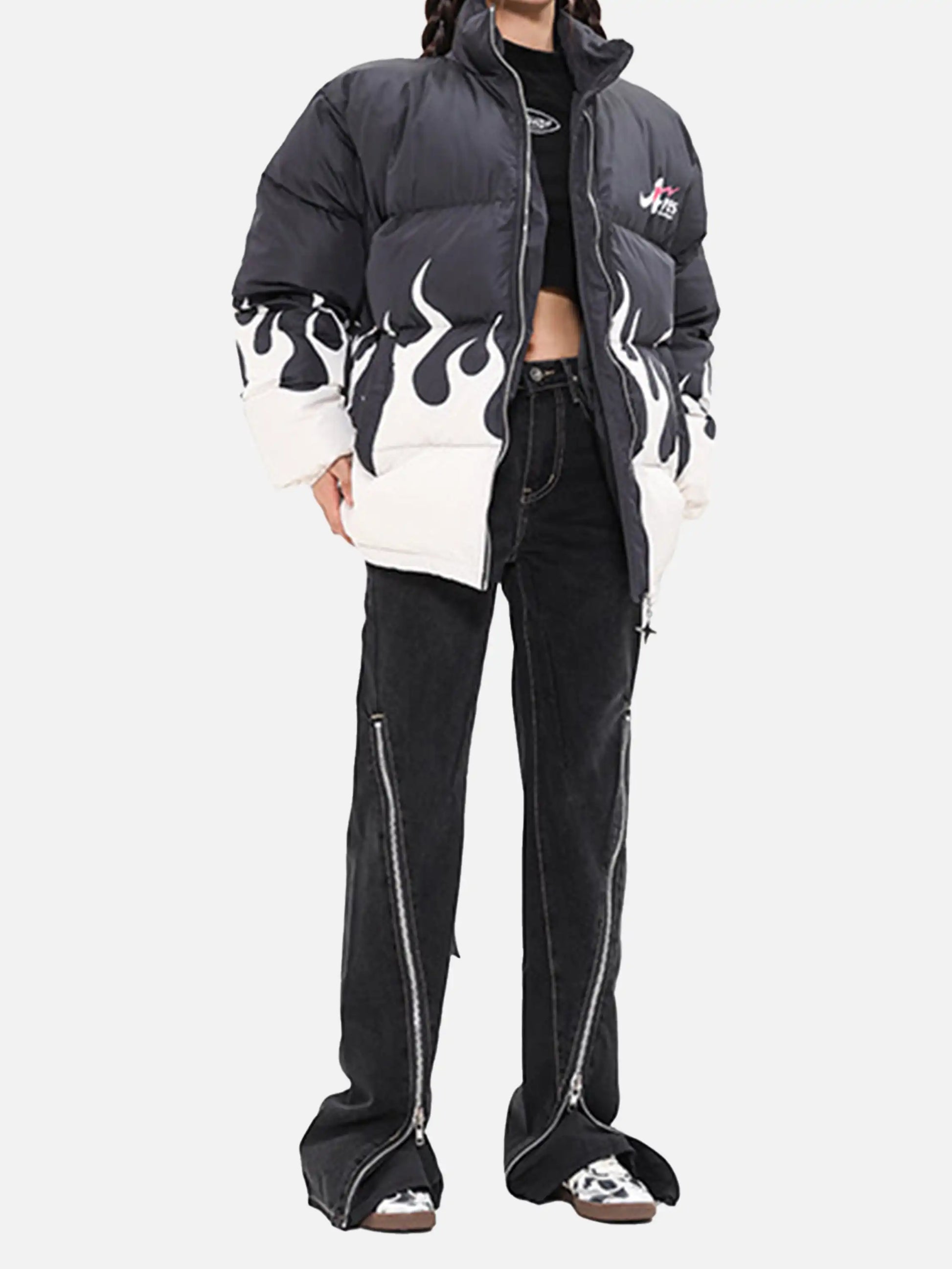 Color-Blocked Flame Cotton Coat