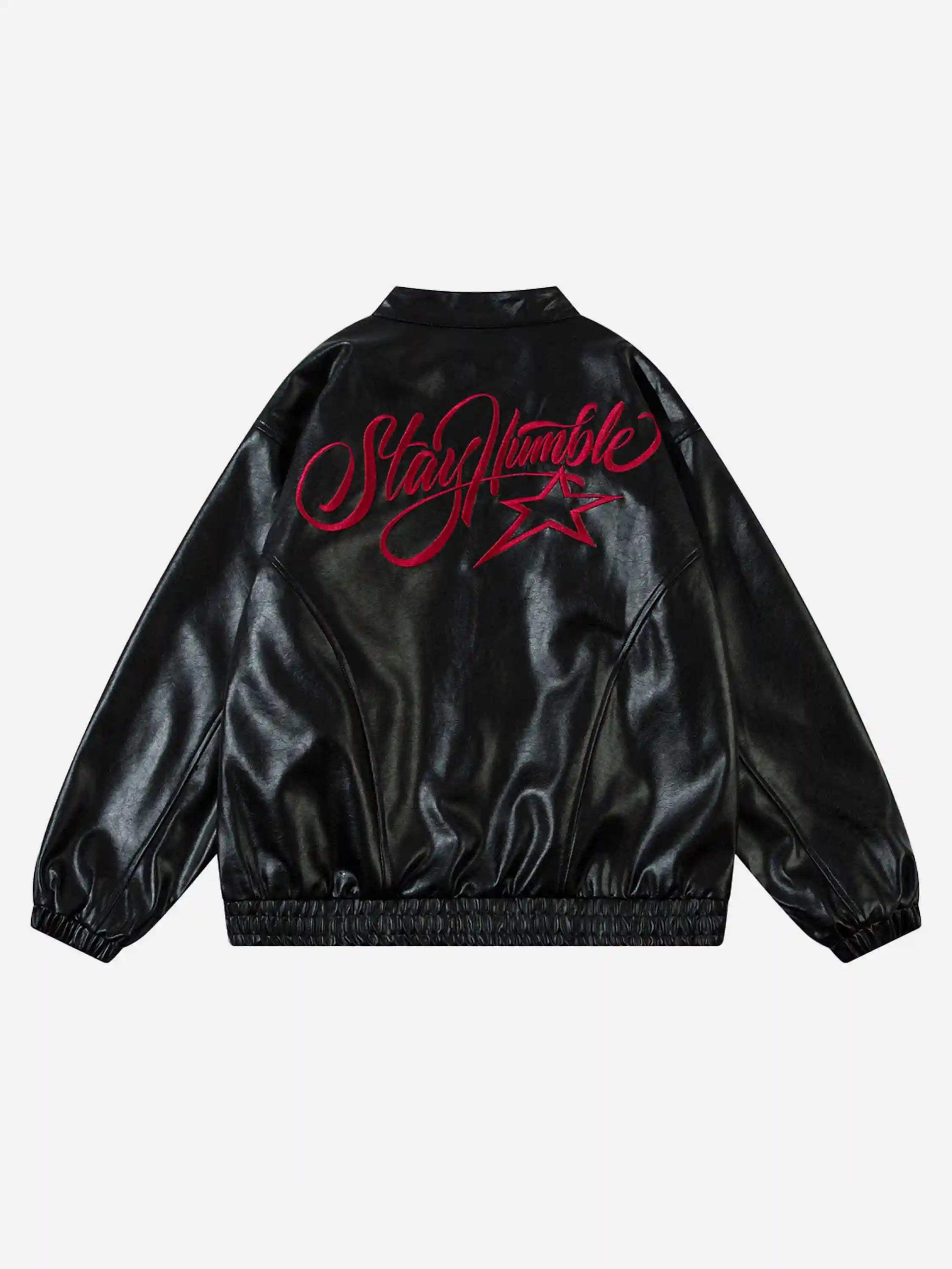 Disguisen American Retro Script Embroidered Motorcycle Jacket