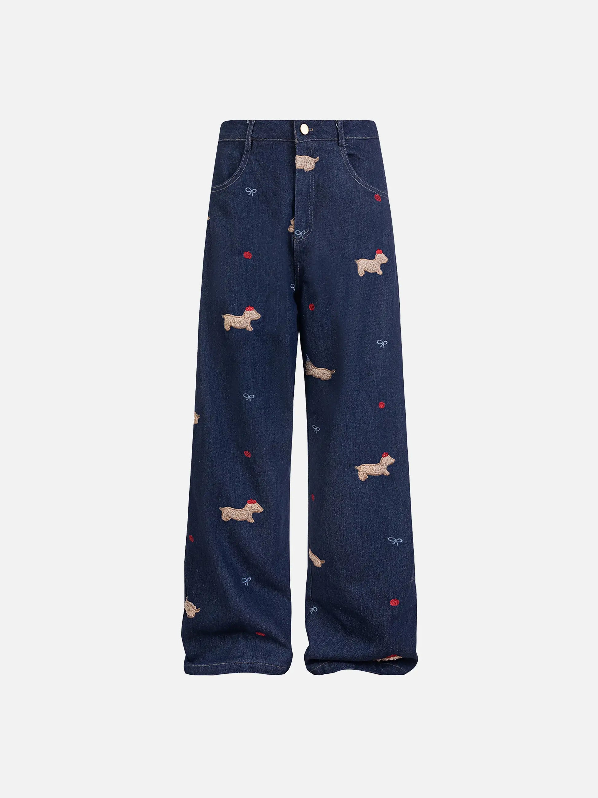 Puppy Embroidered Jeans