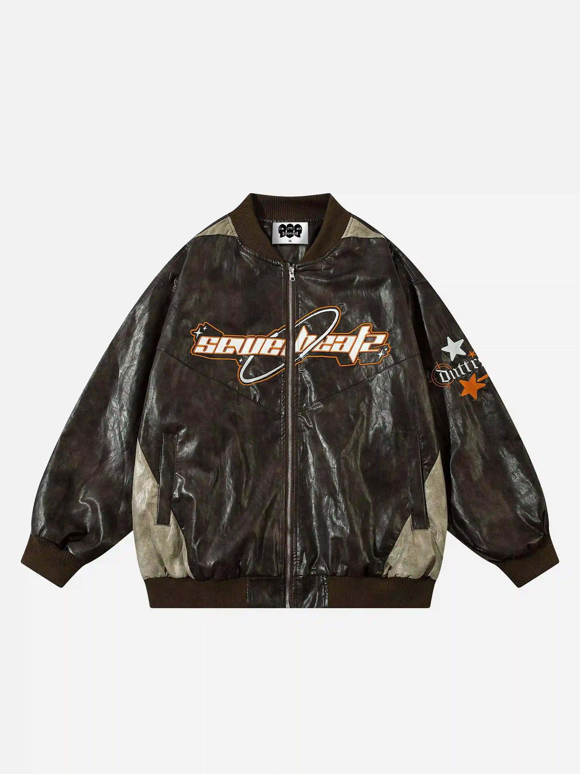 Disguisen American Retro Wax Motorcycle Baseball Jacket