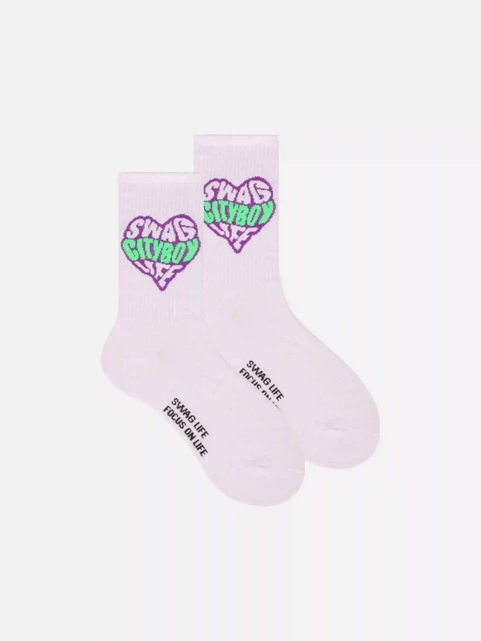 Disguisen American Style Heart Letter Skateboard Socks