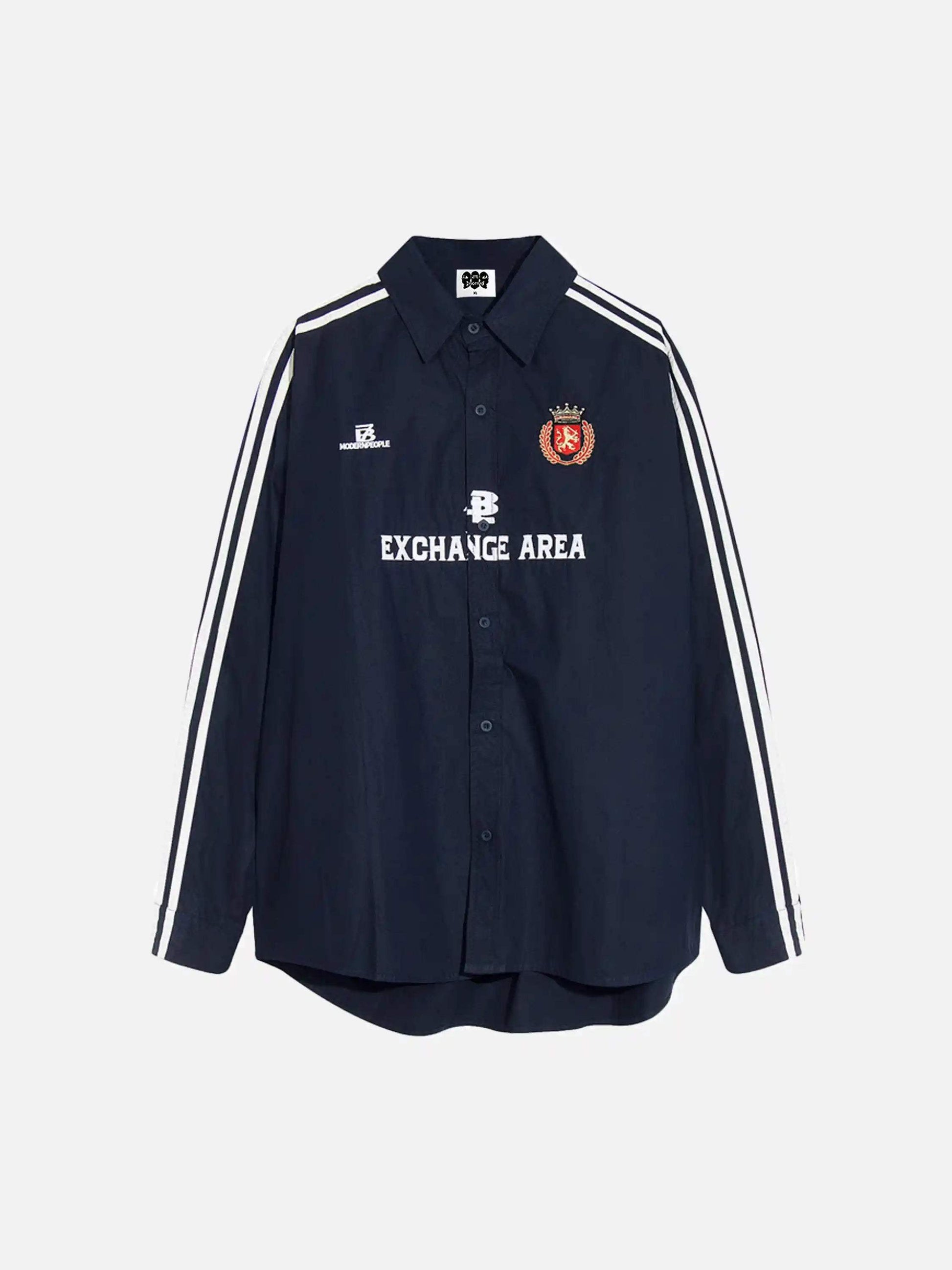 Disguisen American Retro College Style Lapel Long-Sleeved Shirt