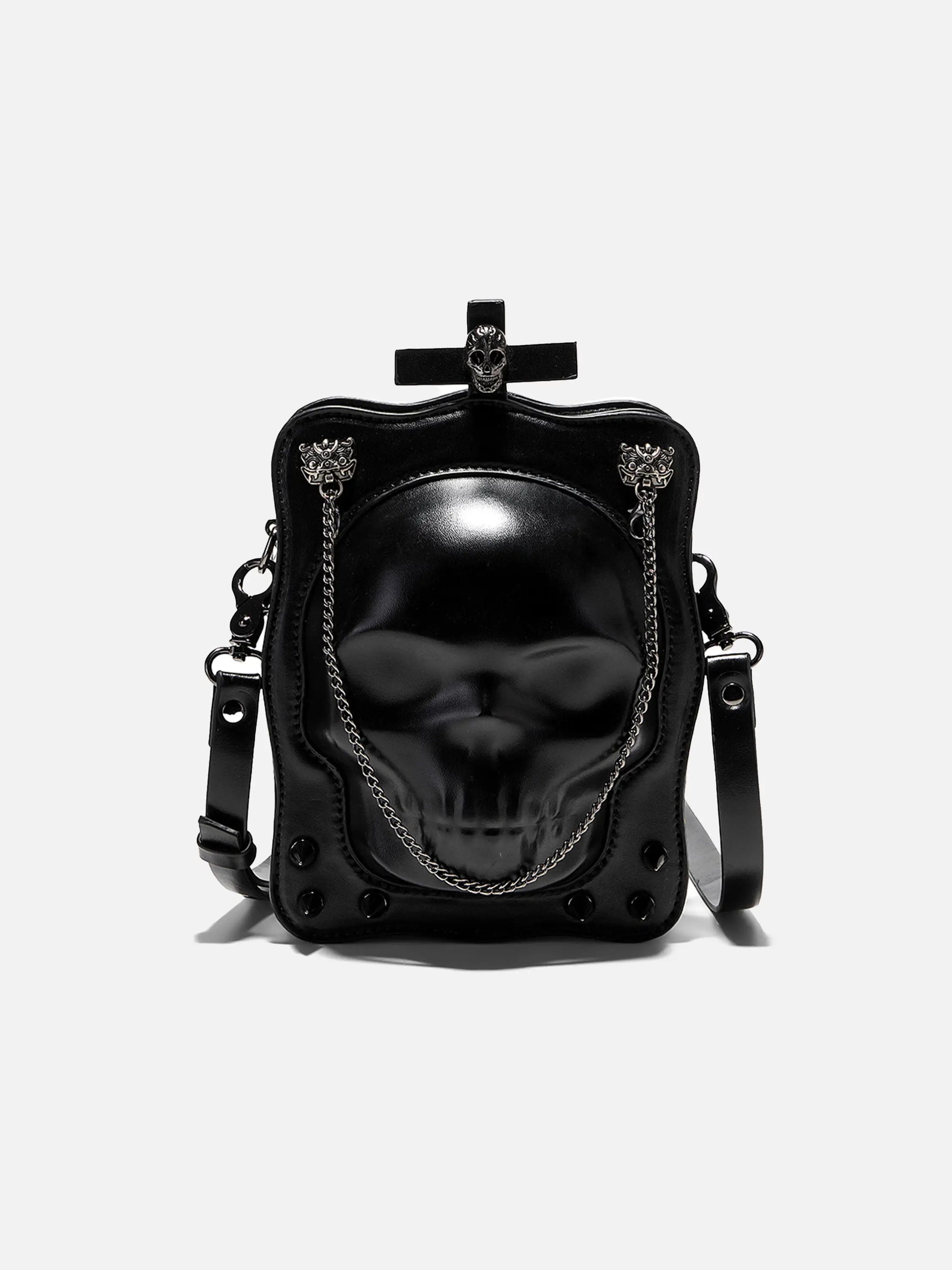Dark Gothic Skull Cross Rivet Square Bag