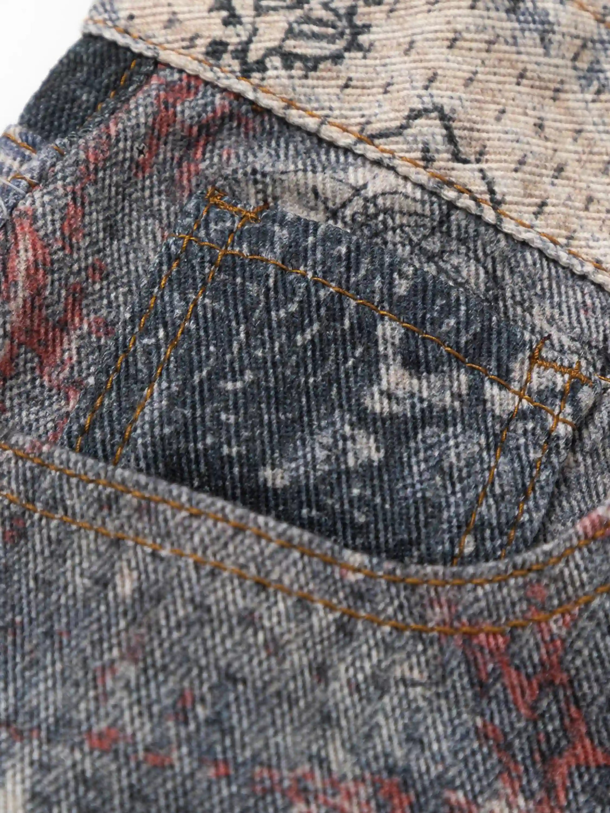Cashew Flower Digital Printed Imitation Jeans