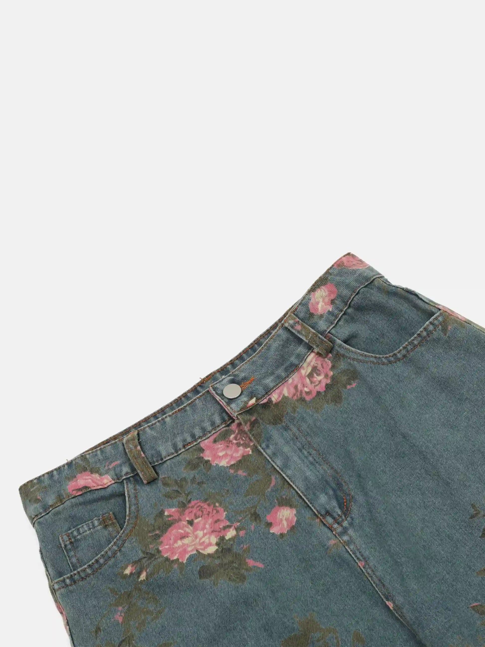 Disguisen American Hip-Hop Vintage Rose Jeans