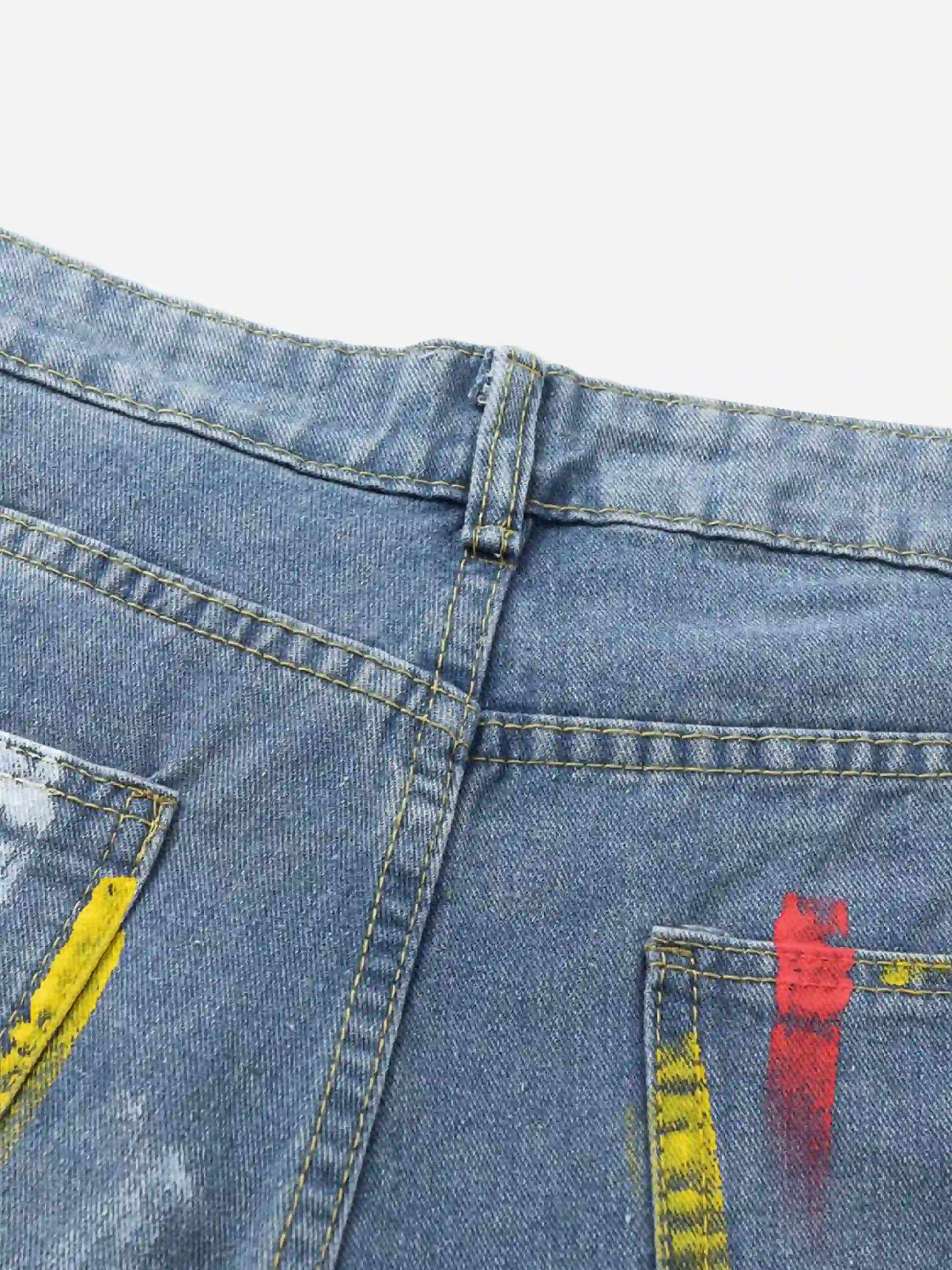 Disguisen American Hip-Hop Painted Personalized Jeans