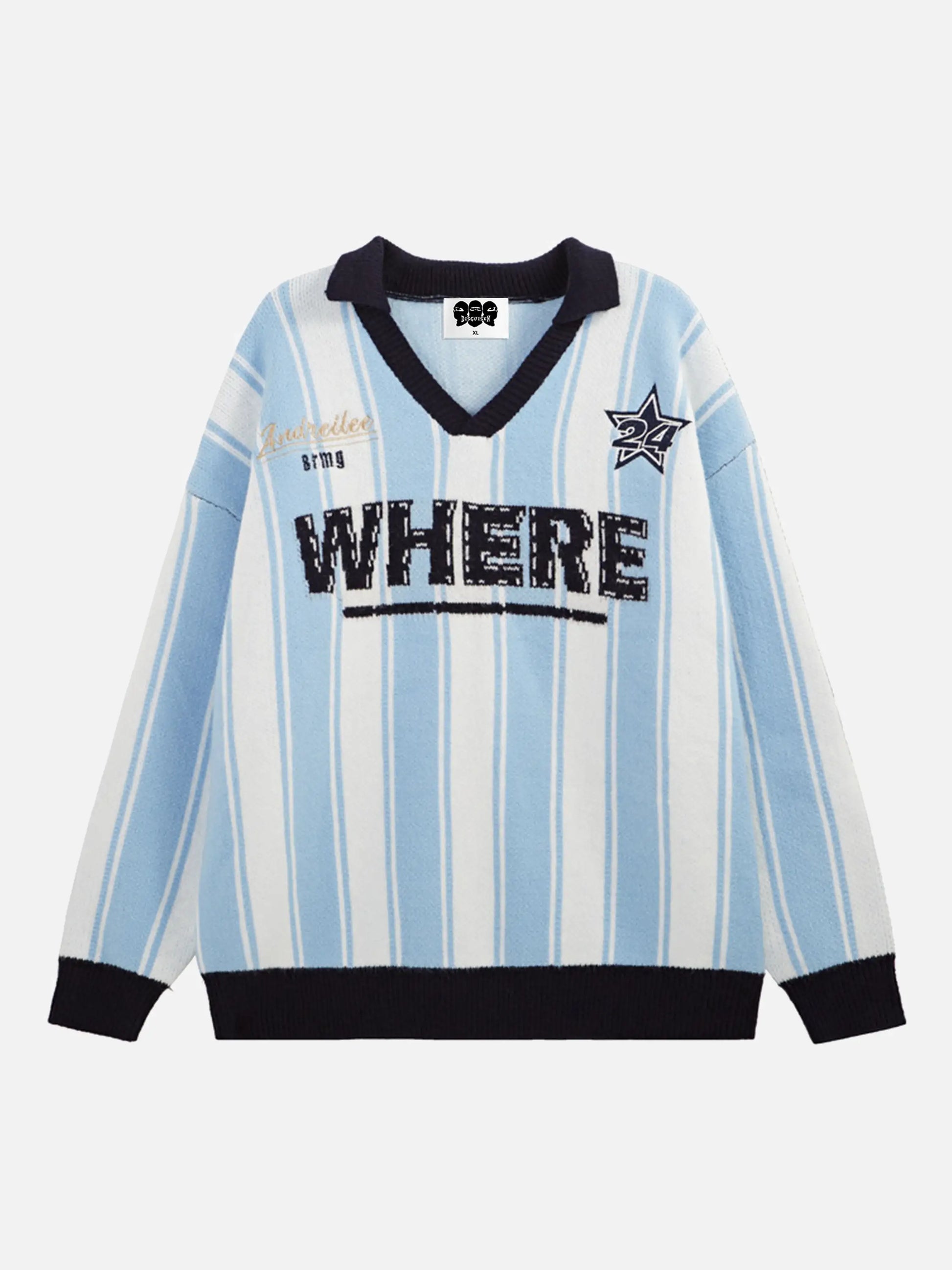 Disguisen Vertical Contrast Pattern Jacquard Sweater