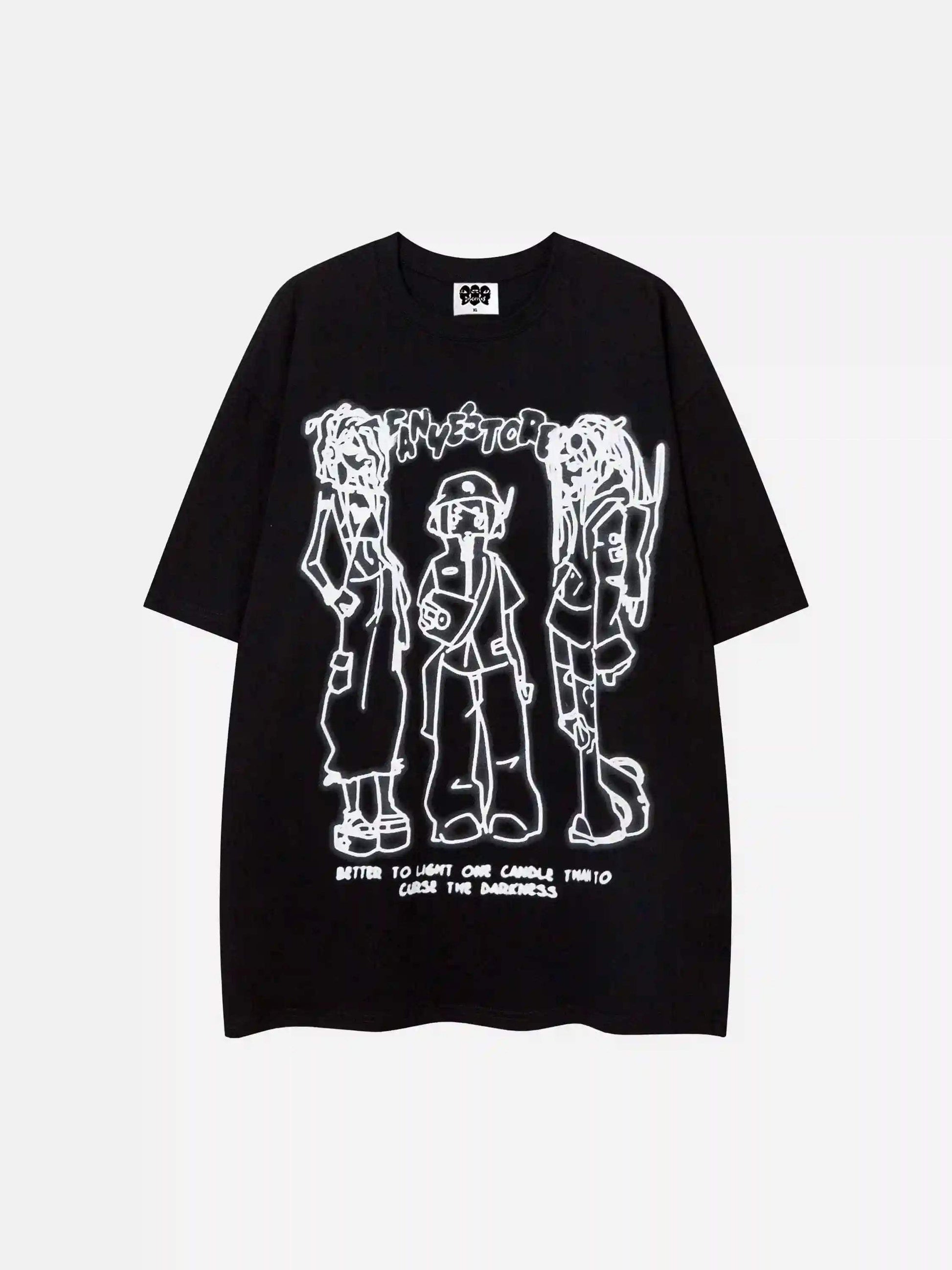 Disguisen American Style Trendy Abstract Character T-Shirt