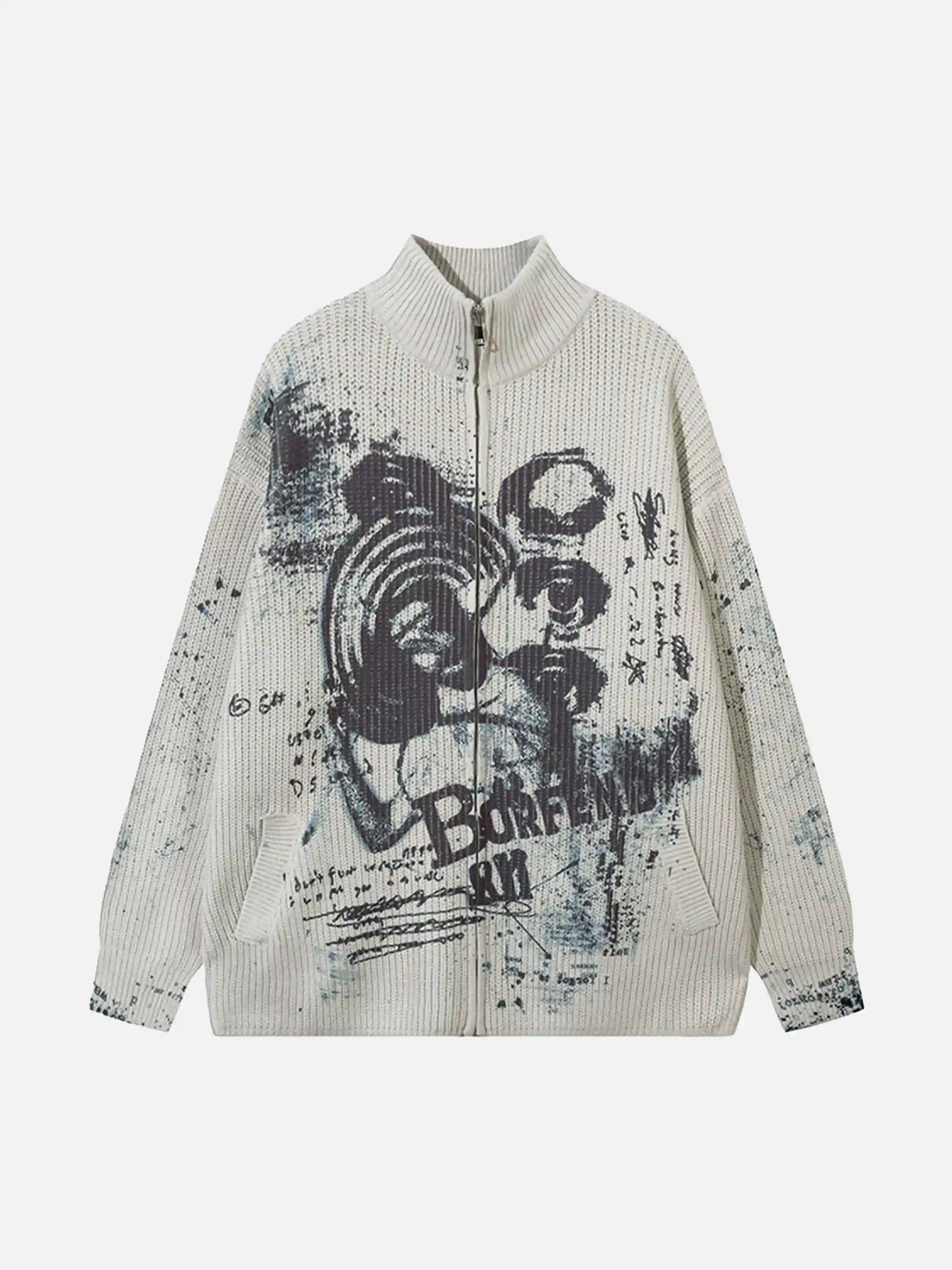 Disguisen Vintage Graffiti Zip-up Cardigan