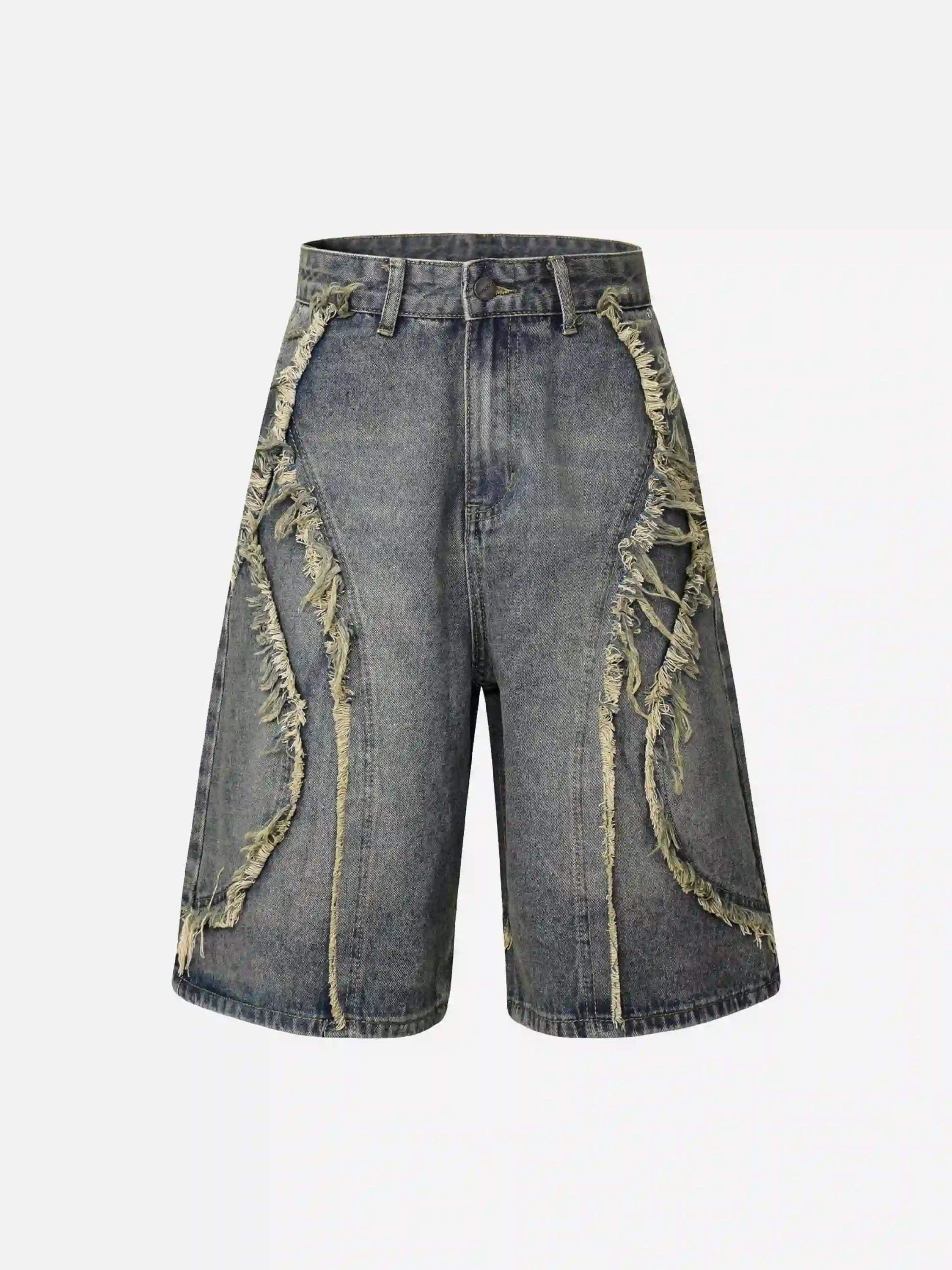 Disguisen Clean Fit Whisker Patchwork Cropped Denim Jorts
