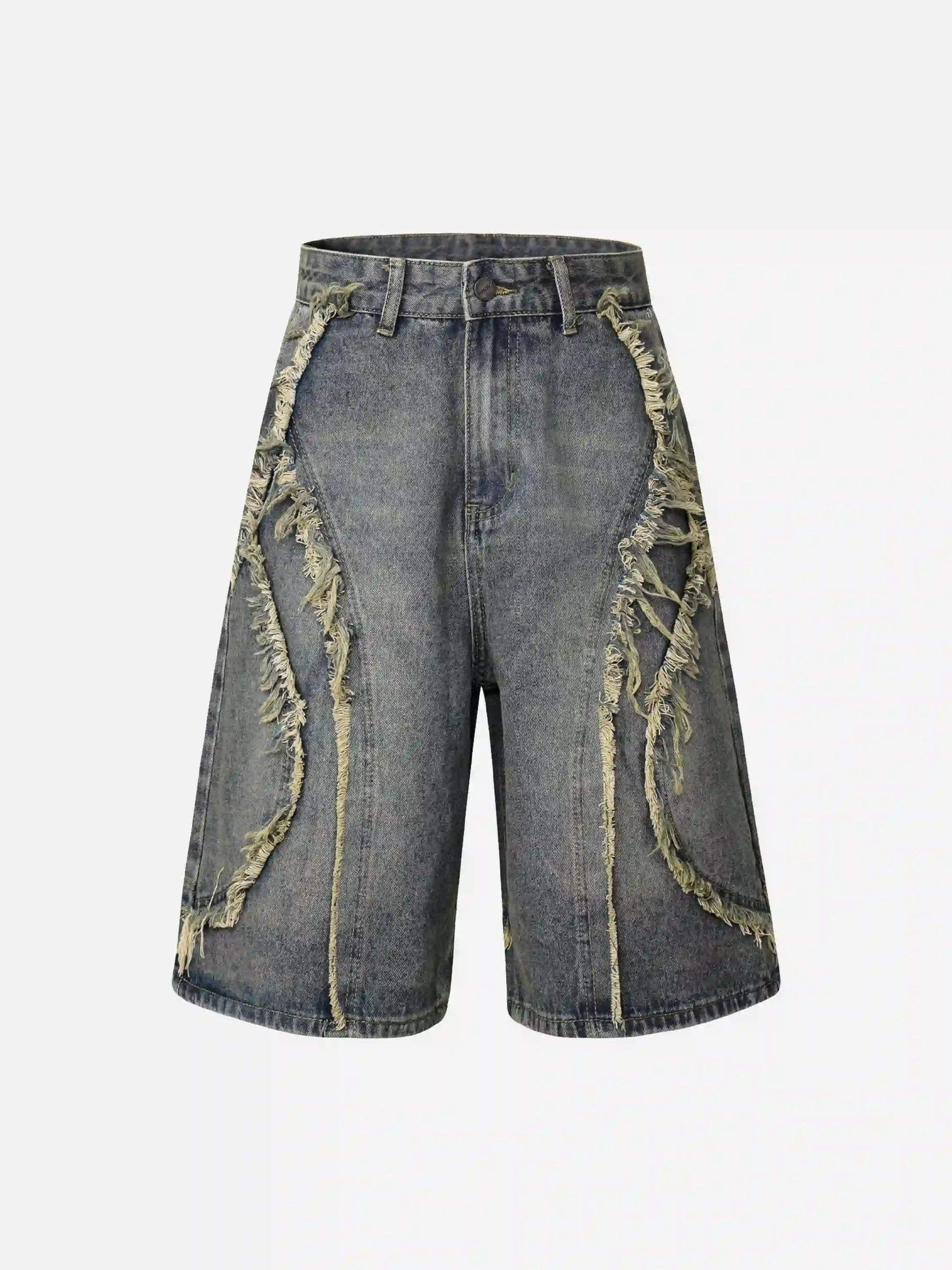 Disguisen Clean Fit Whisker Patchwork Cropped Denim Jorts