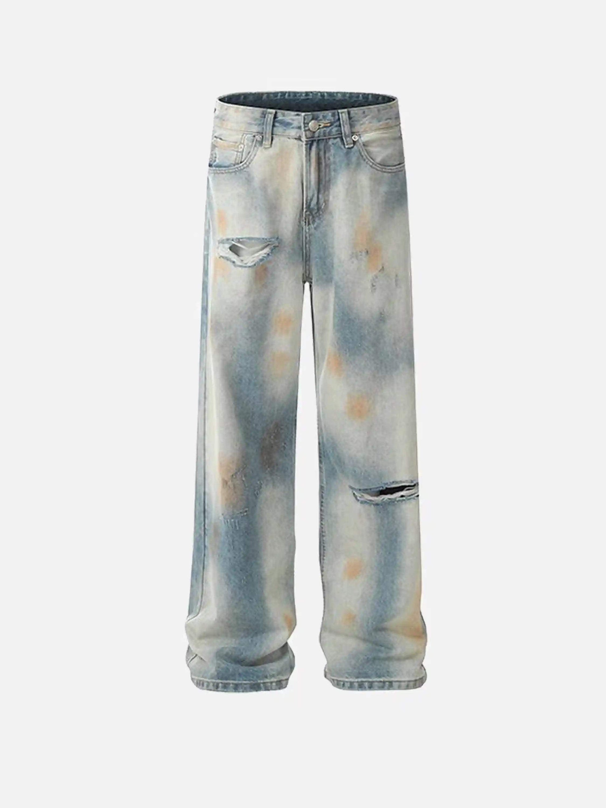 Disguisen Street Distressed Industrial Style Straight Jeans