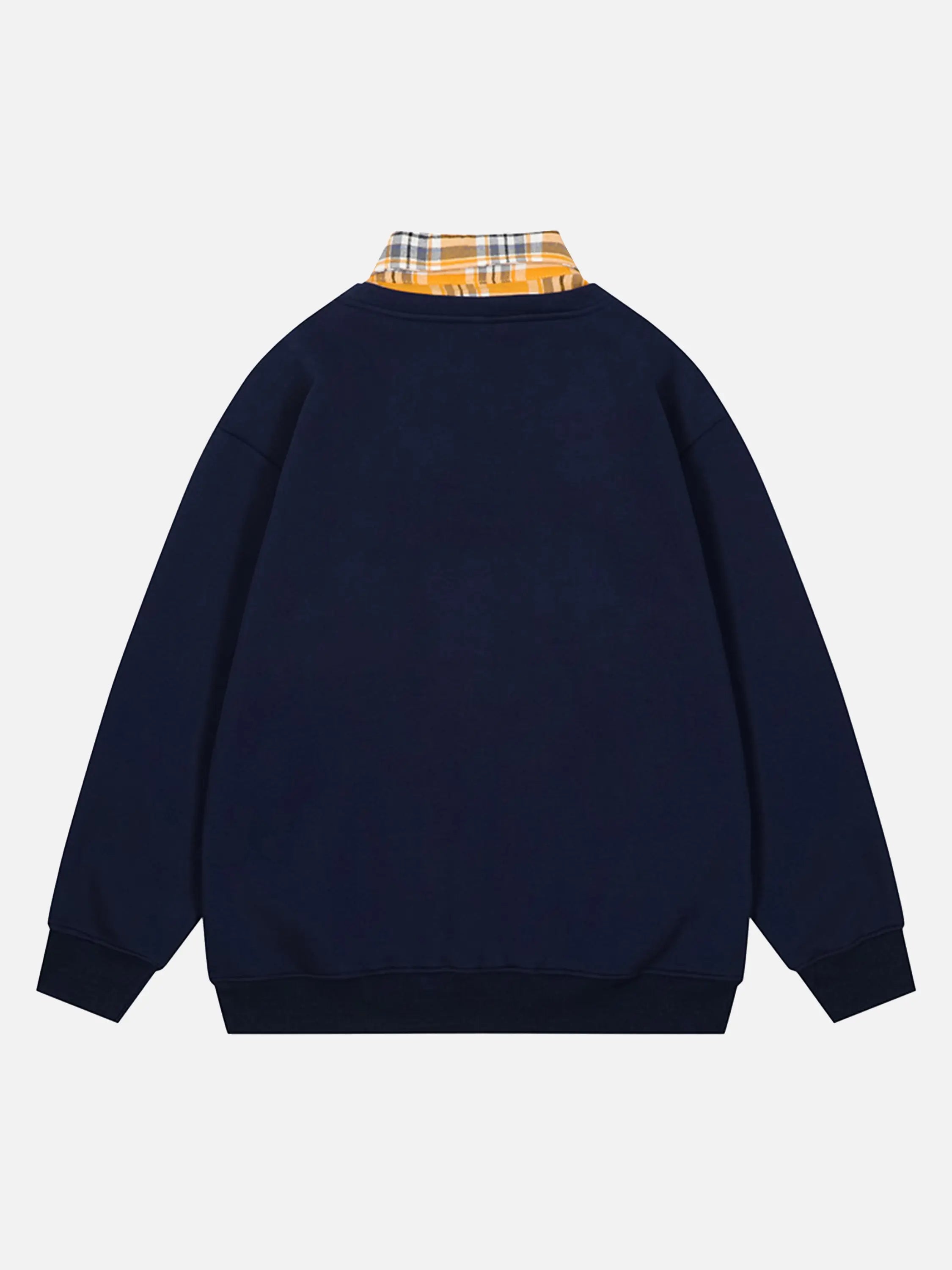 Preppy Style Fake-two Piece Plaid Sweatshirt