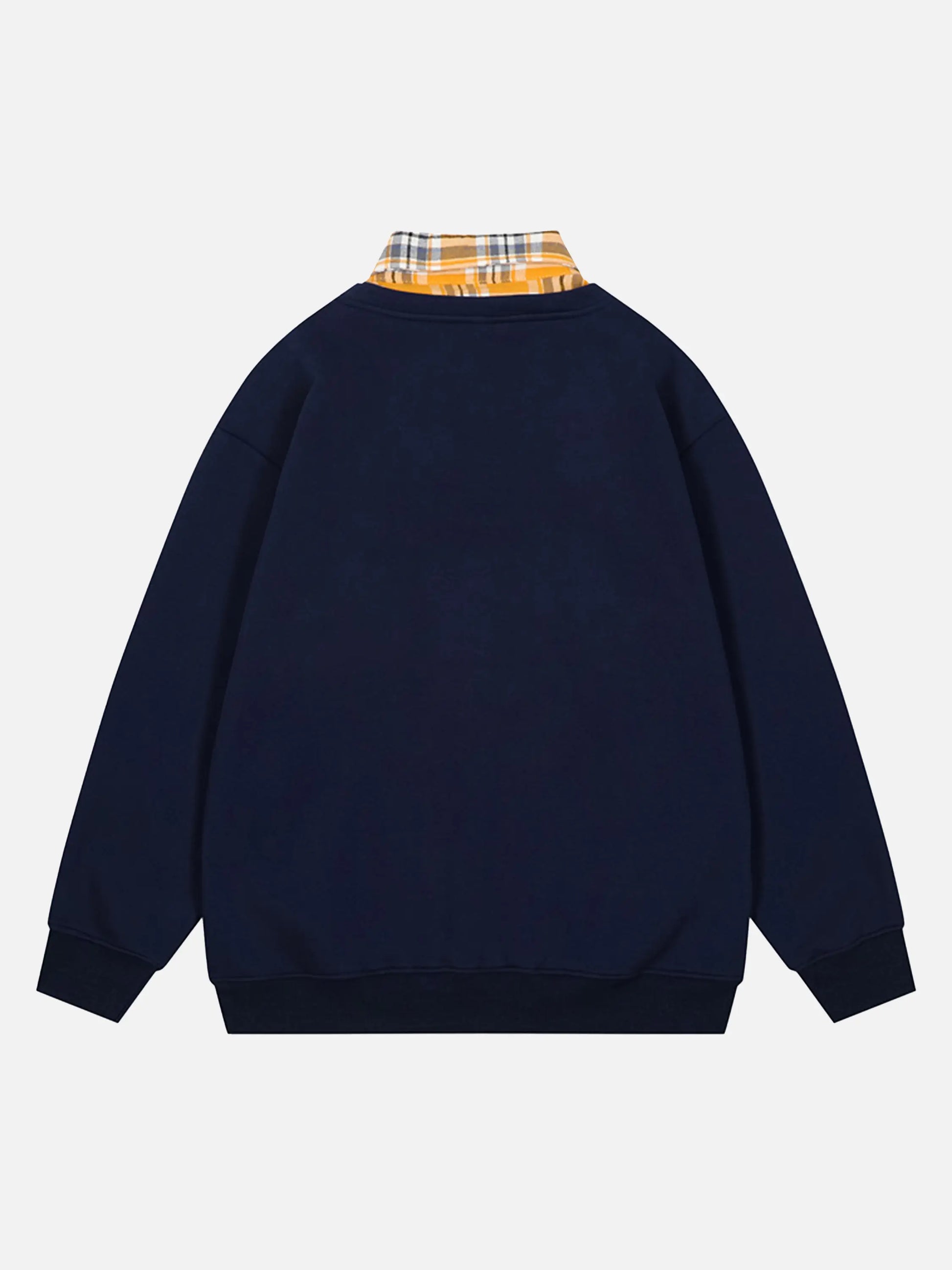 Preppy Style Fake-two Piece Plaid Sweatshirt