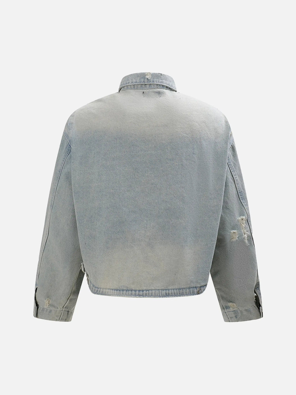 Distressed Frayed Lapel Denim Jacket