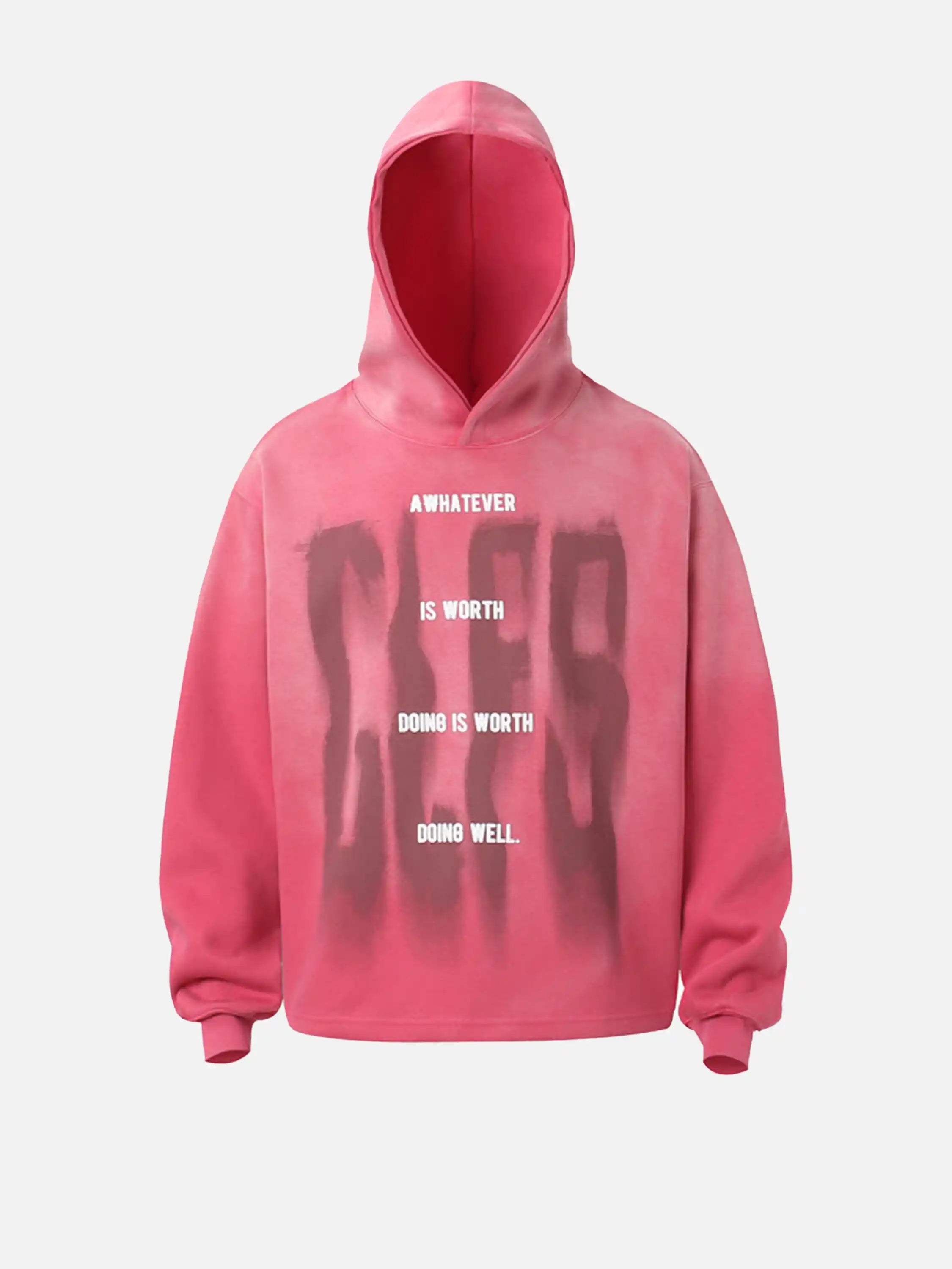 Disguisen Graffiti Letter Gradient Distressed Hip-Hop Hoodie