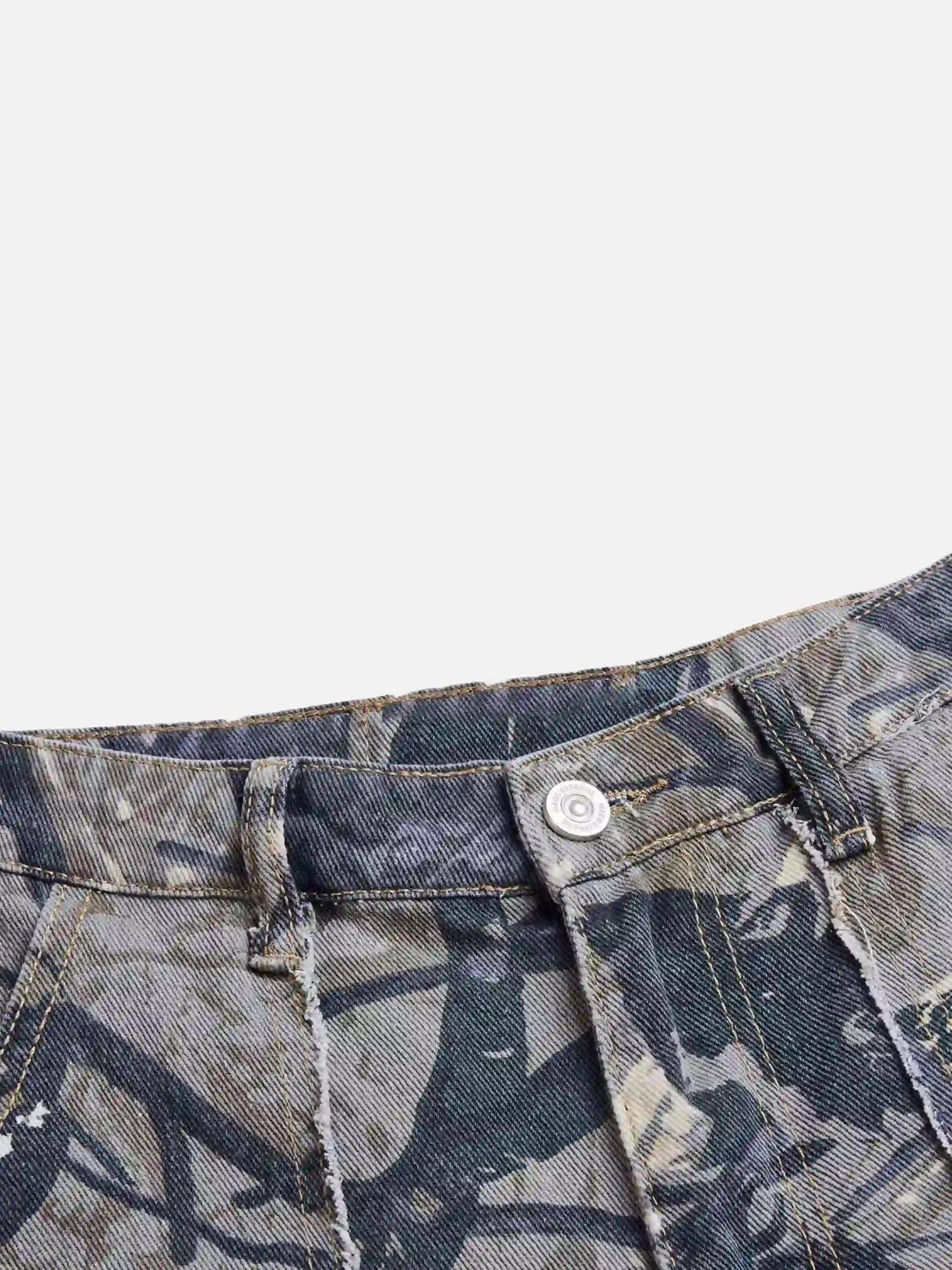 Disguisen Hip Hop Branch Camouflage Zipper Overalls