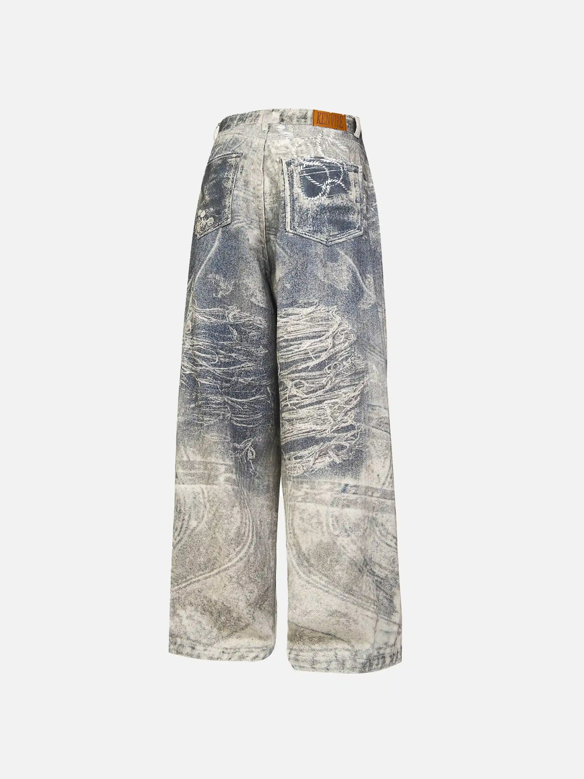 Cigarette Digital Print Imitation Jeans