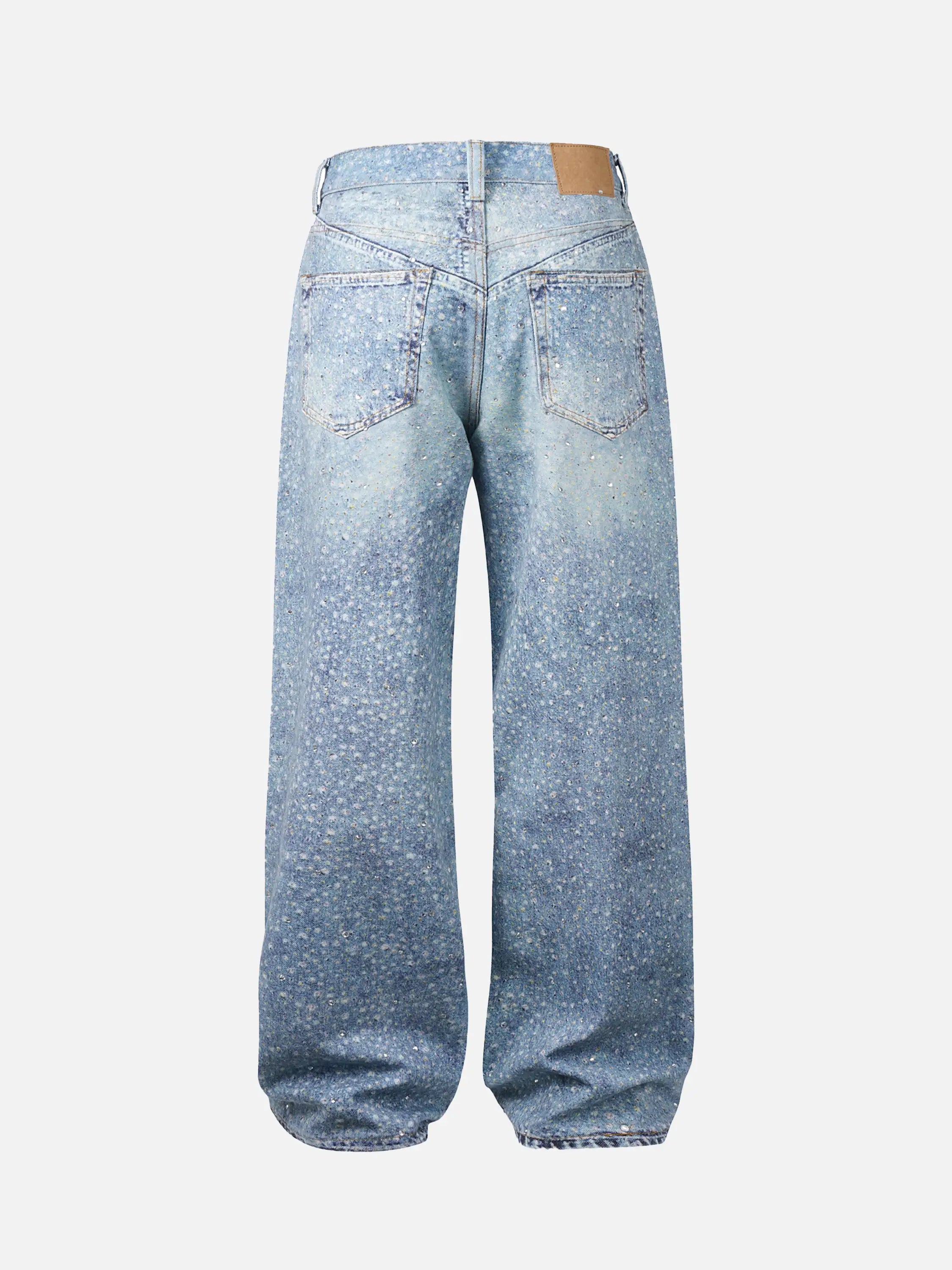 Washed Diamond Print Jeans
