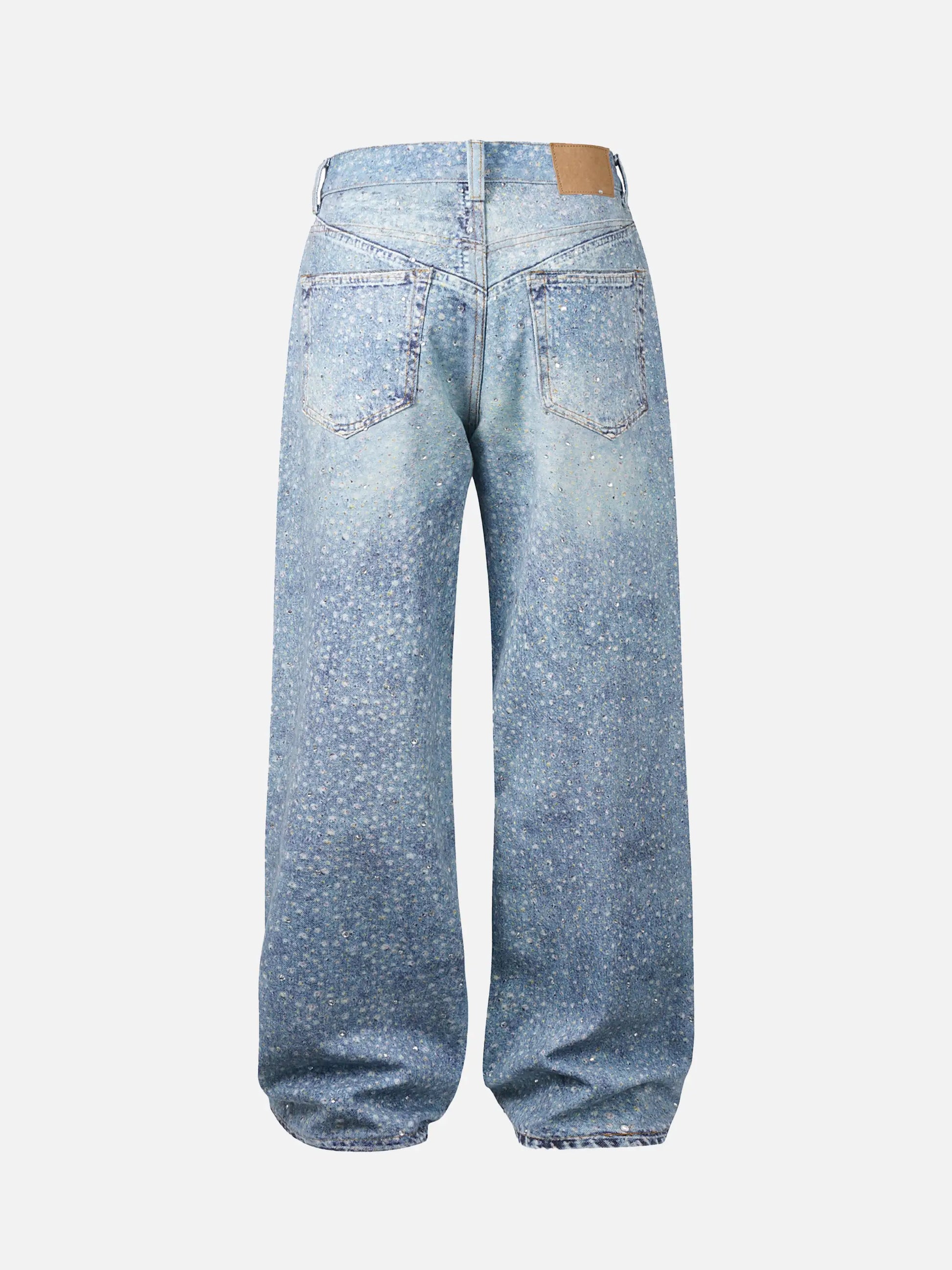 Washed Diamond Print Jeans
