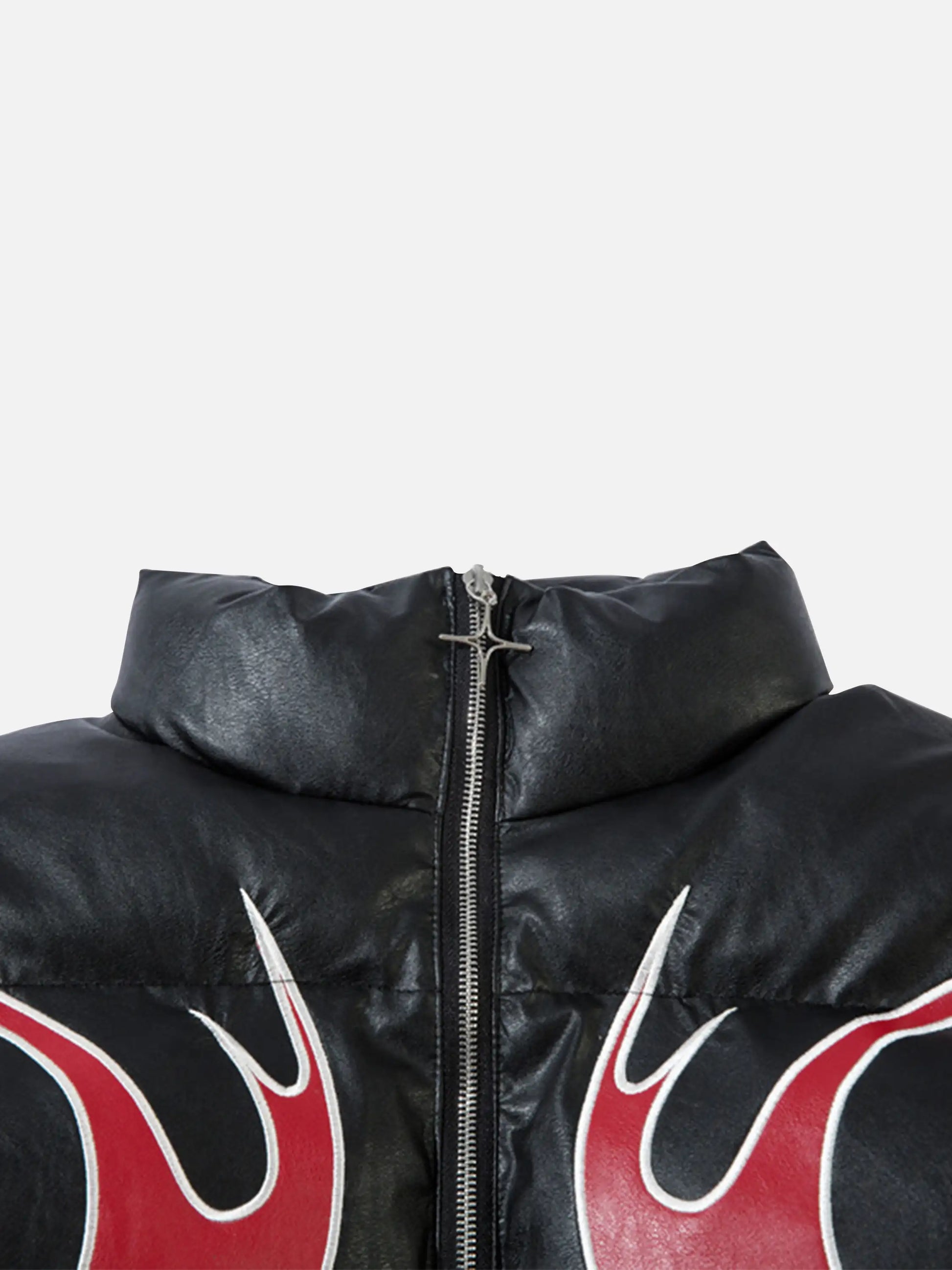 Flame PU Leather Zip-up Jacket