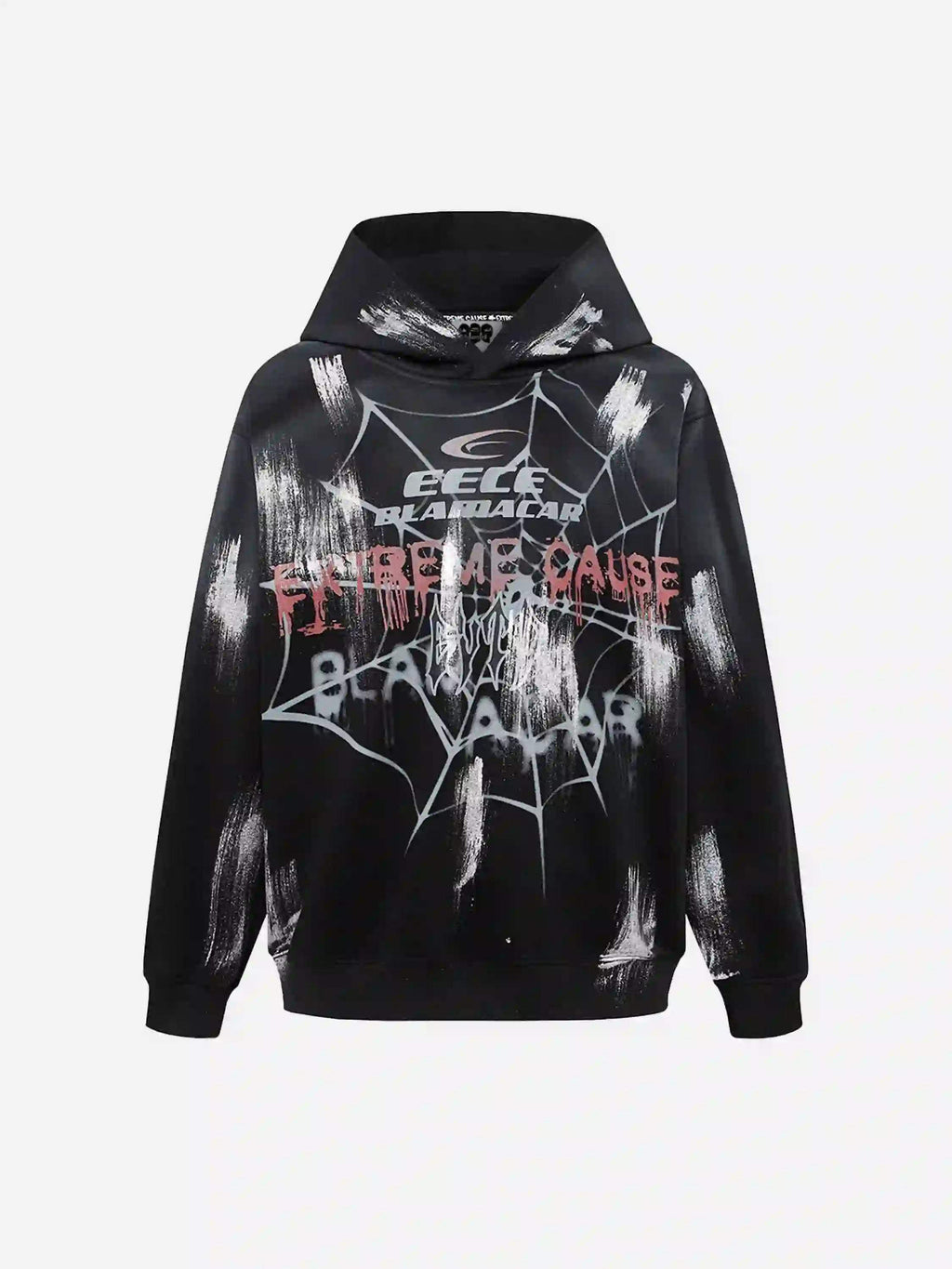 Disguisen High Street Hip Hop Spider Web Print Hoodie