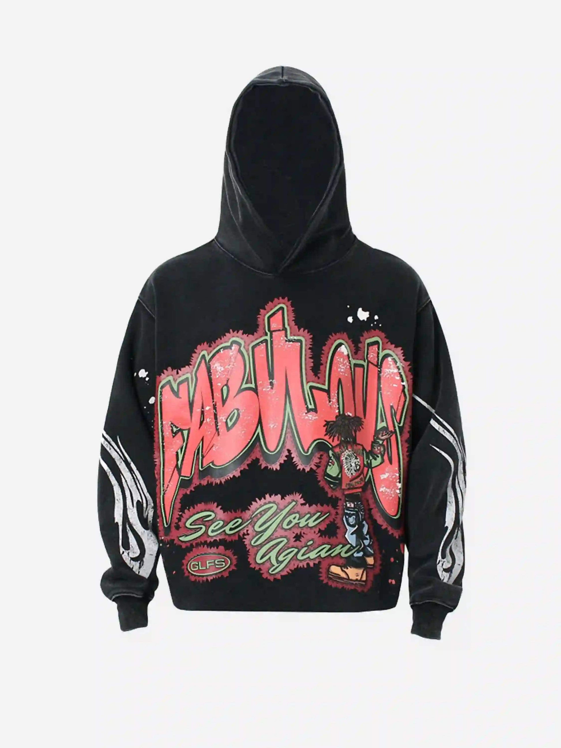 Disguisen American Hip-Hop Graffiti Distressed Hooded Hoodie