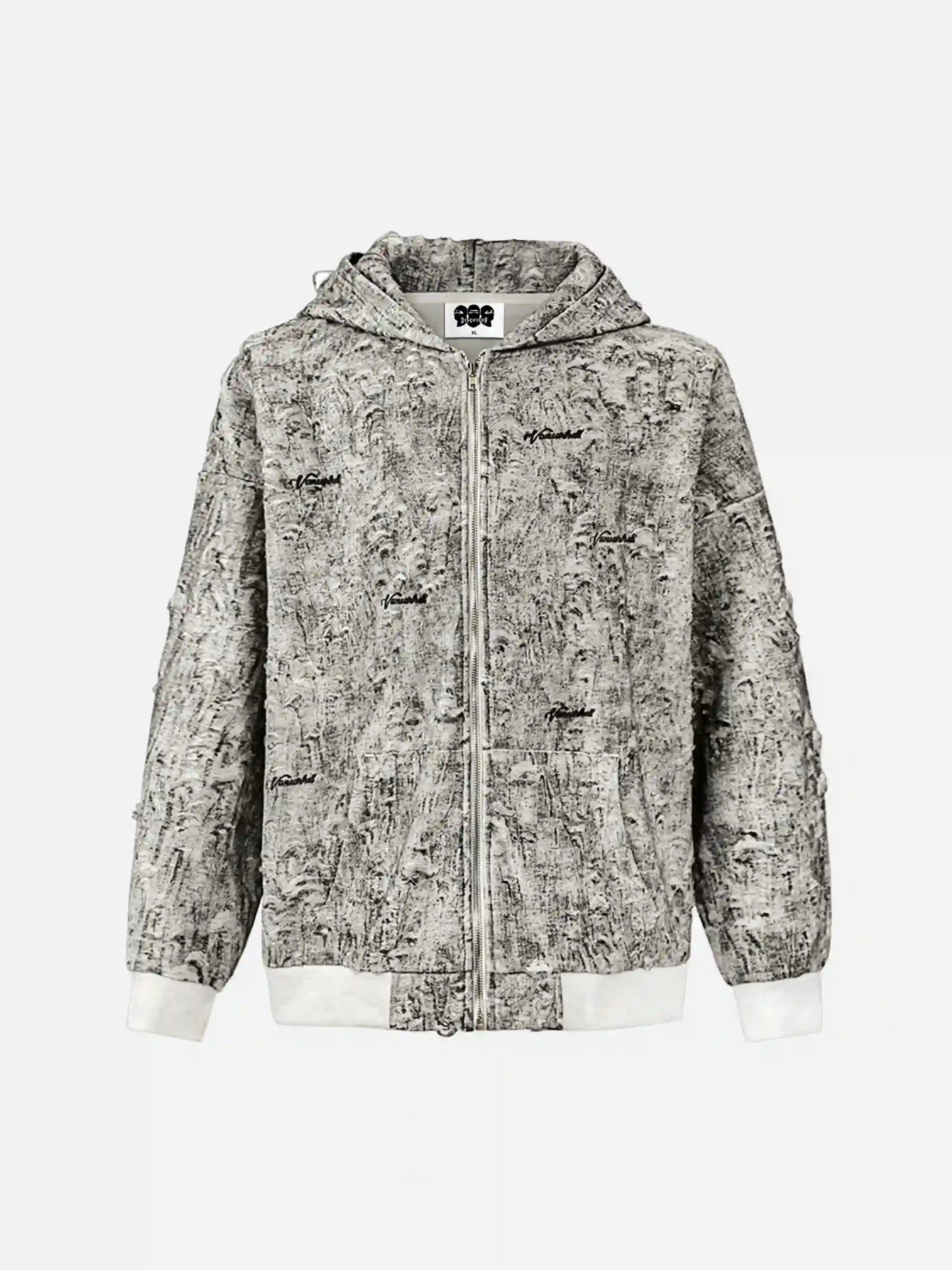 Disguisen Distressed Embroidered Zip-up Hoodie