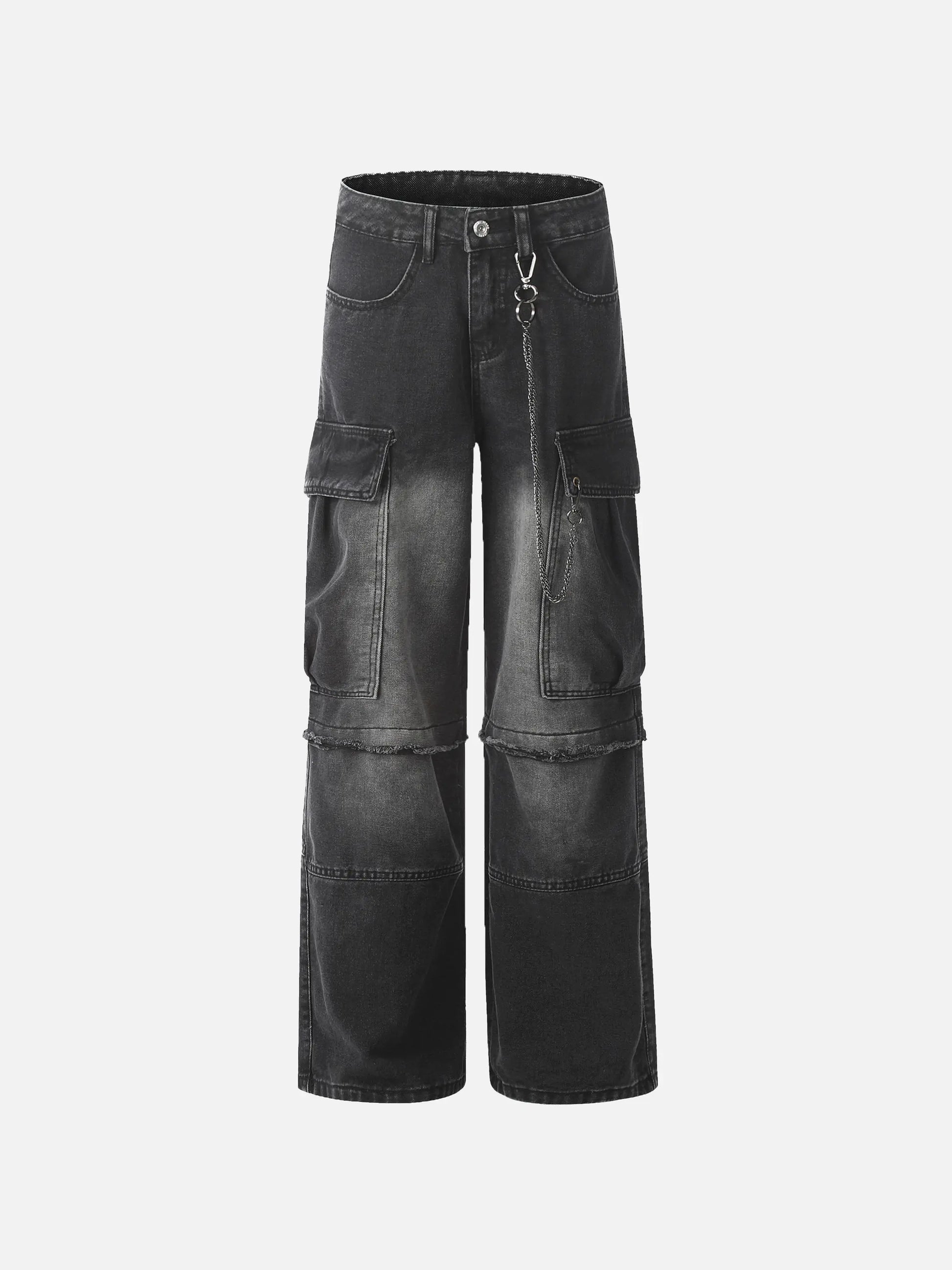 Chain Design Big Pockets Cargo Jeans
