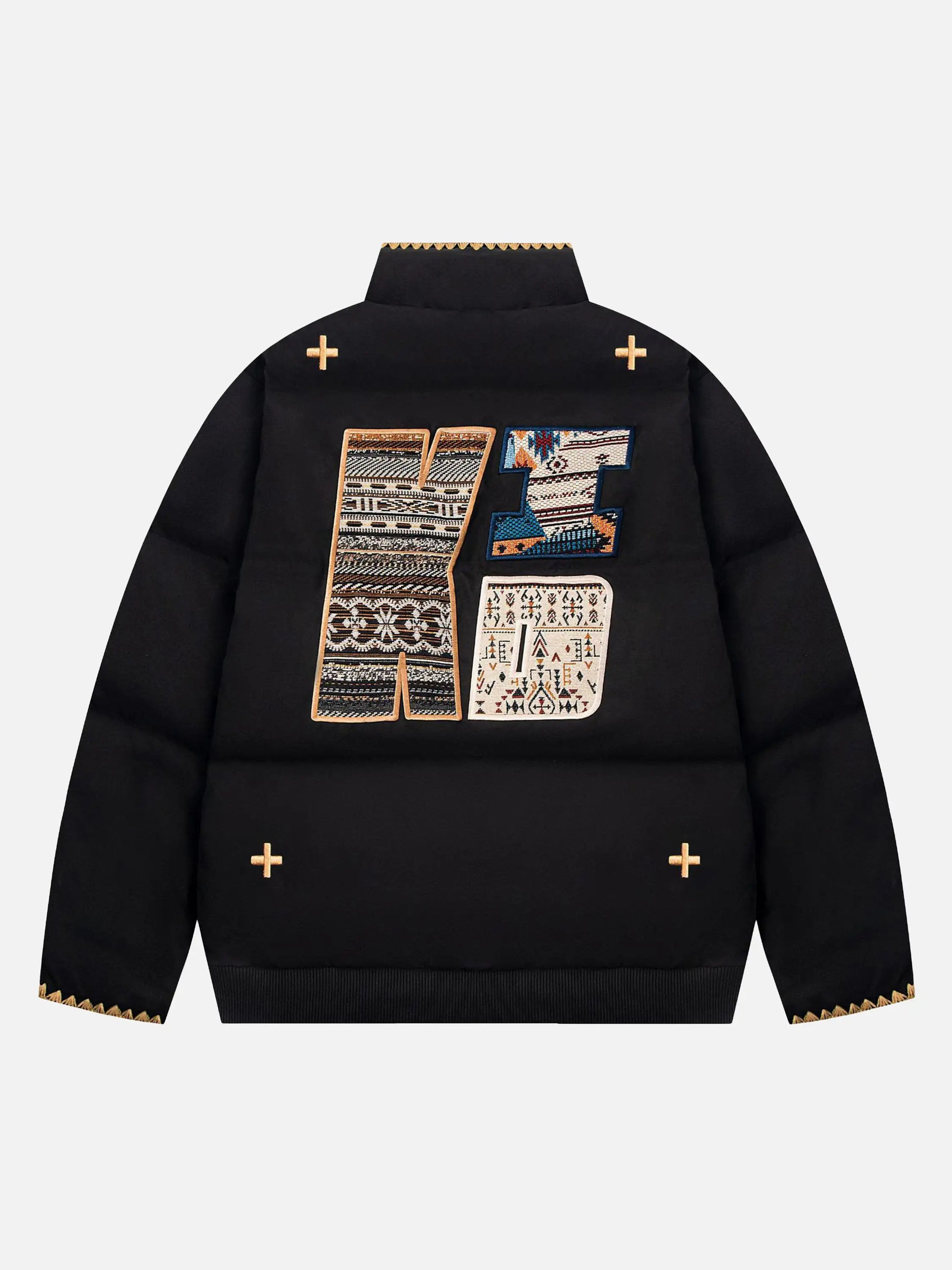 Pixel Embroidery Stand-collar Coat