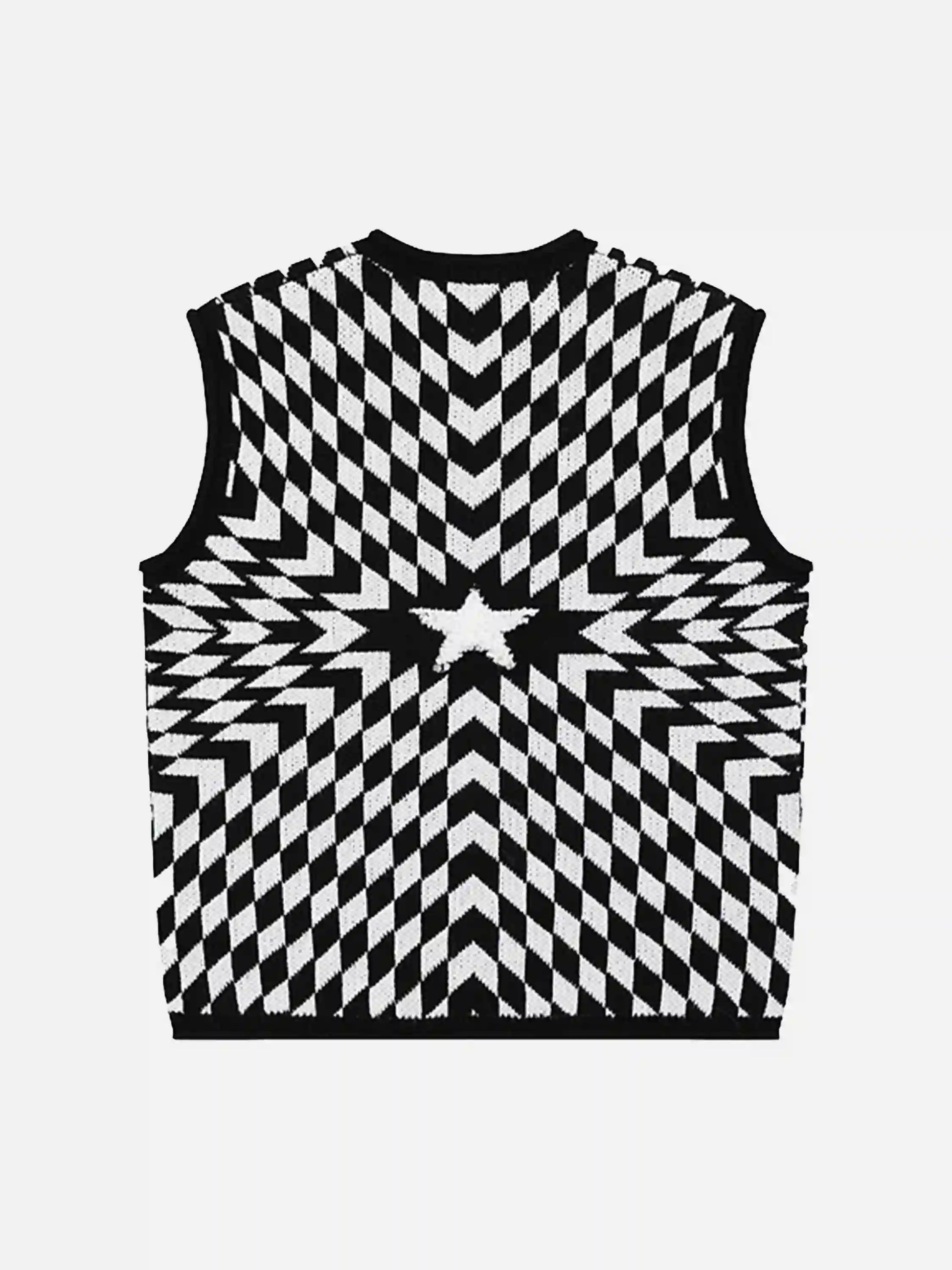 Disguisen Vintage Contrast Star V-neck Knit Sweater Vest