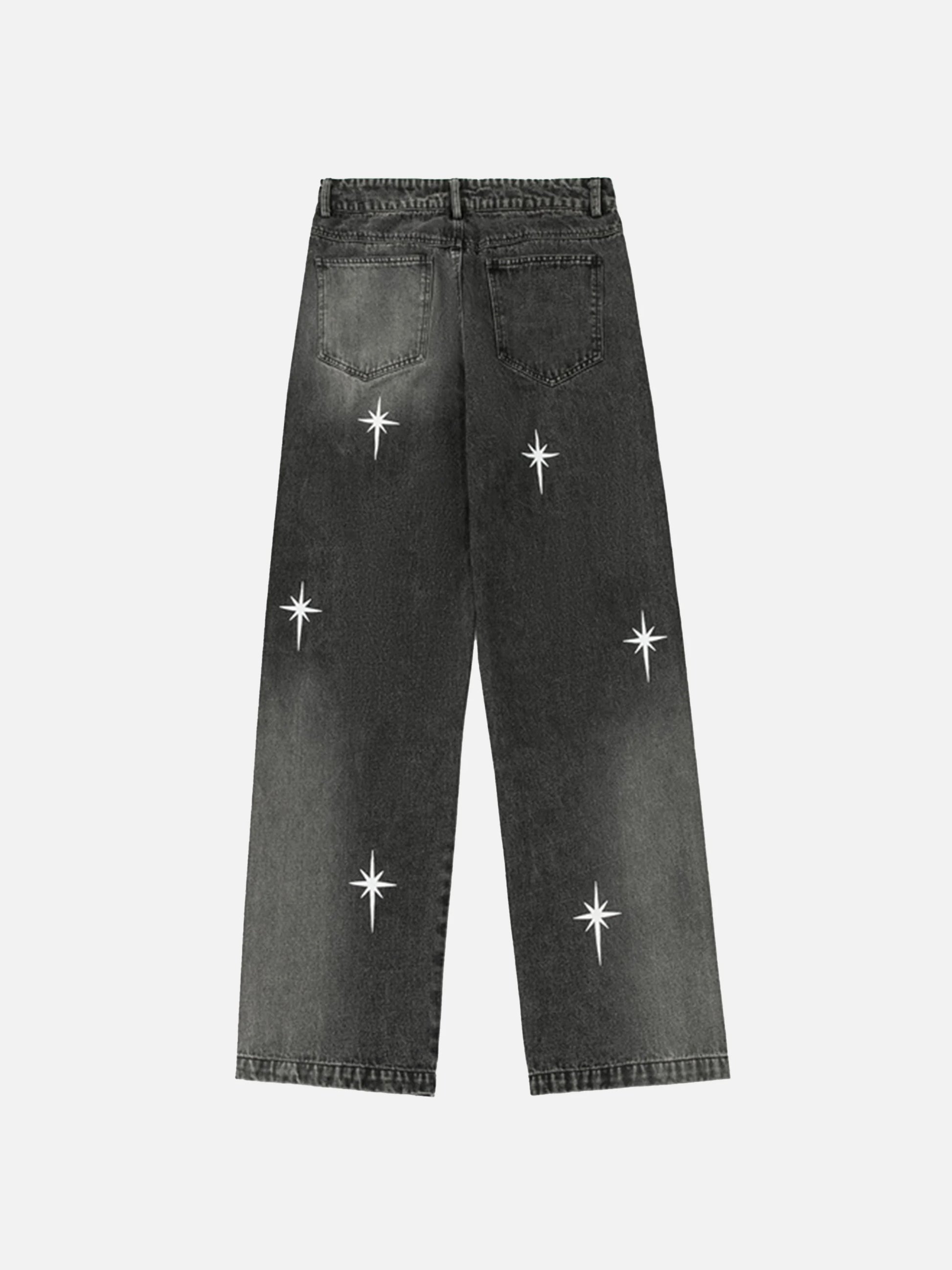 Polaris Print Washed Straight Jeans