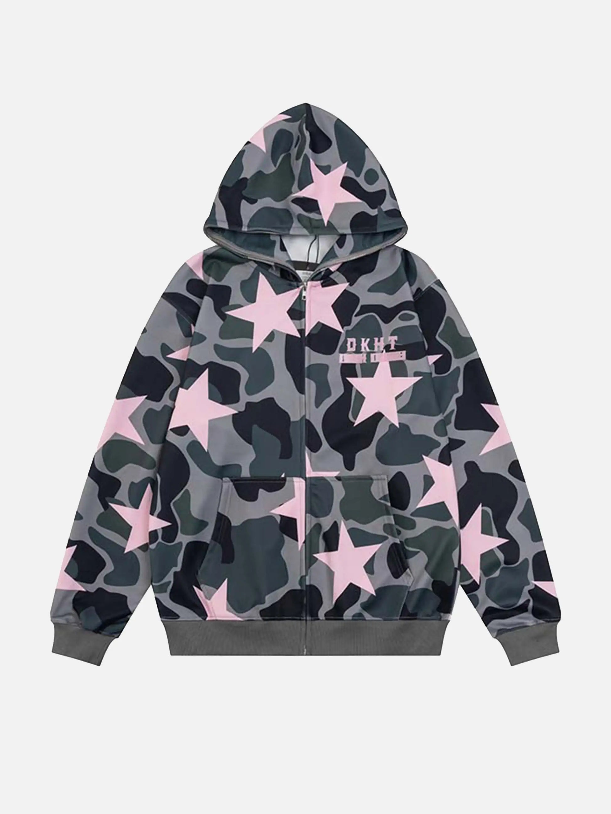 Star Print Zipper Hoodie