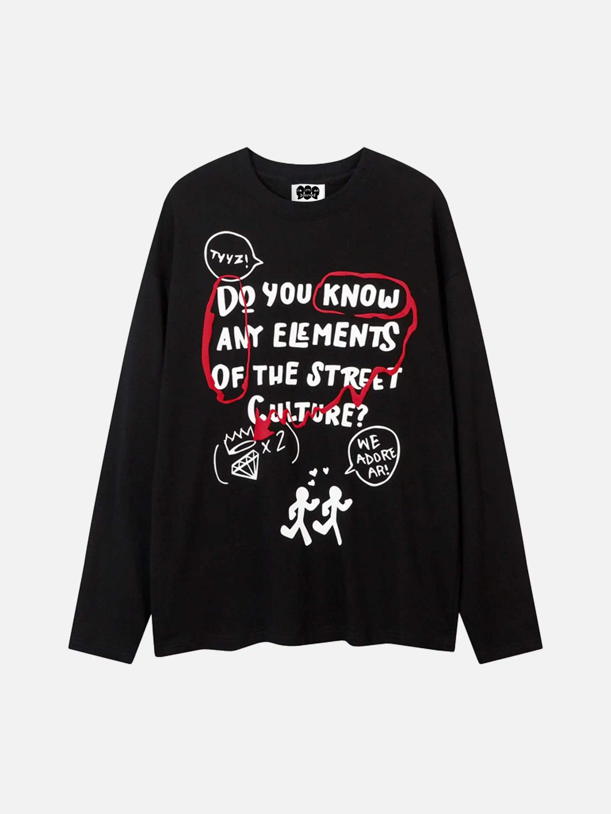 Disguisen Street Fun Letter Graffiti Long Sleeve T-Shirt