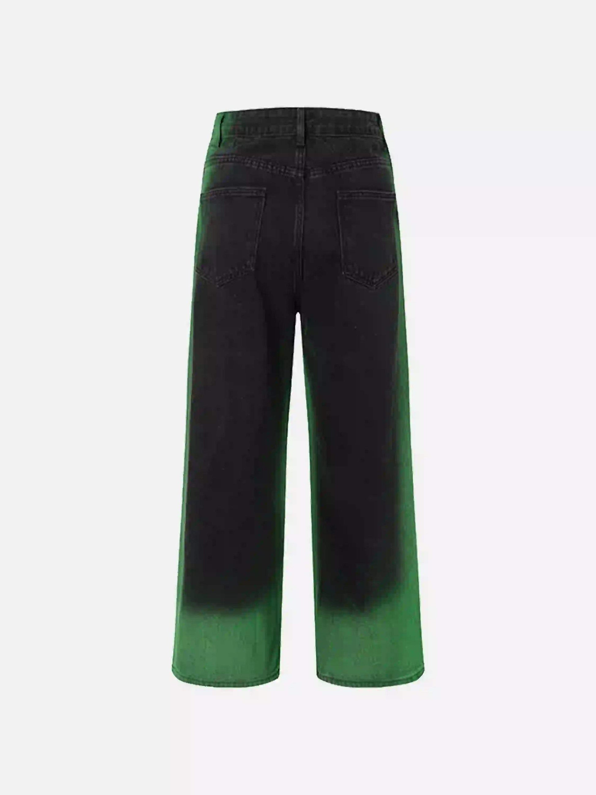 Disguisen Hip-Hop Green Hand-Painted Dirty Jeans