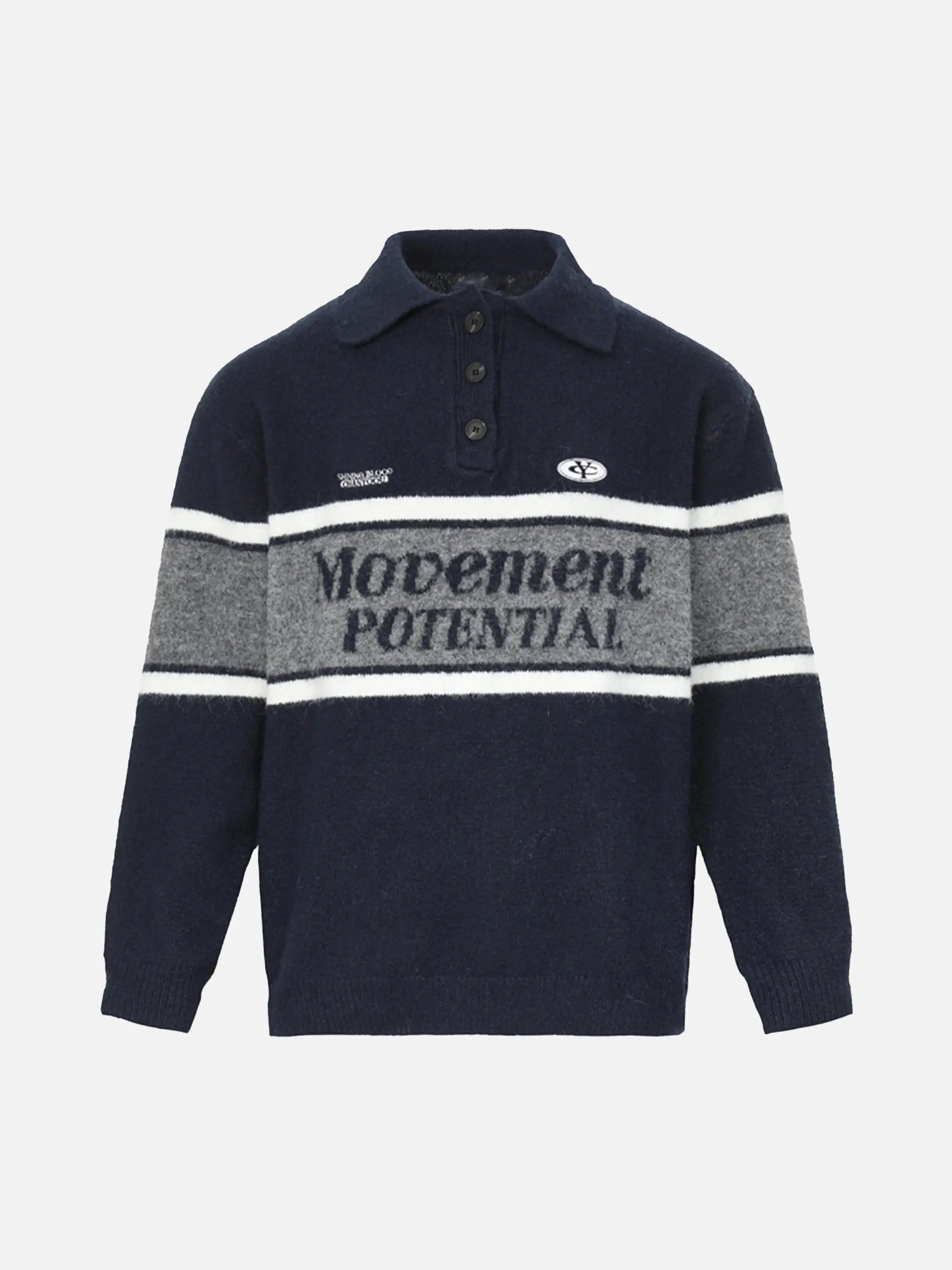 Vintage Preppy Colorblock Lapel Sweater