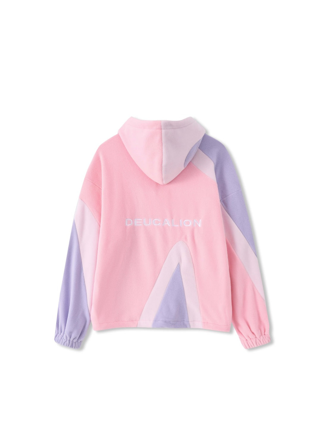 Contrast Color Panel Embroidery Hoodie