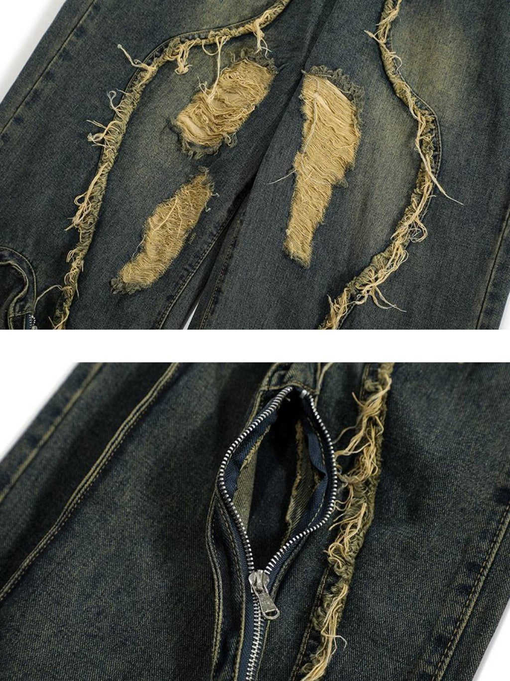Washed Paneled Jeans