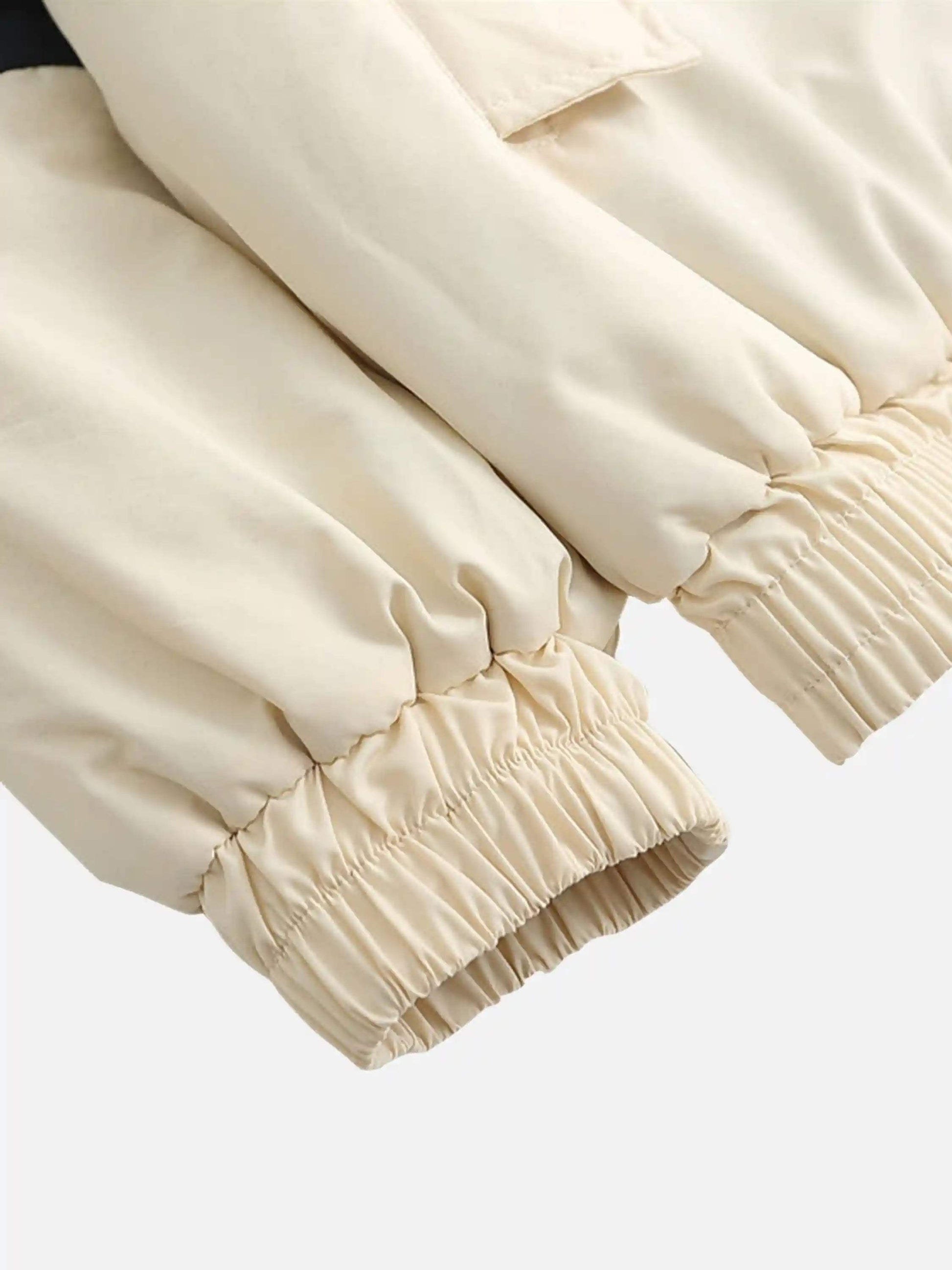 Disguisen Retro Letter Embroidery Stitching Collision Color Cotton Thickened Jacket