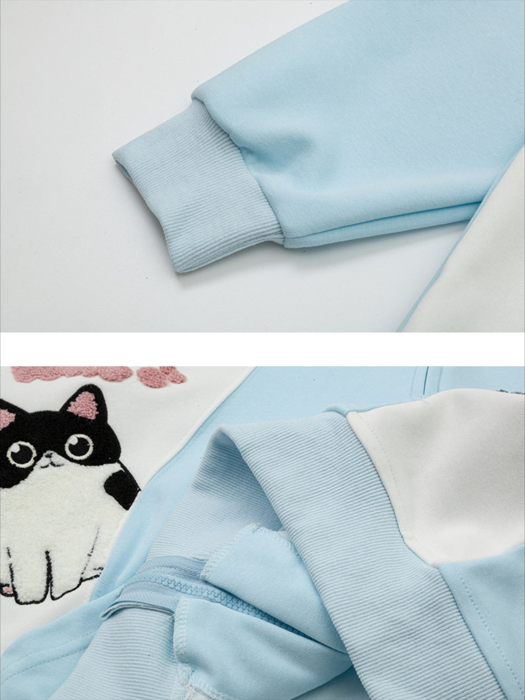 Cat Contrast Color Hoodie