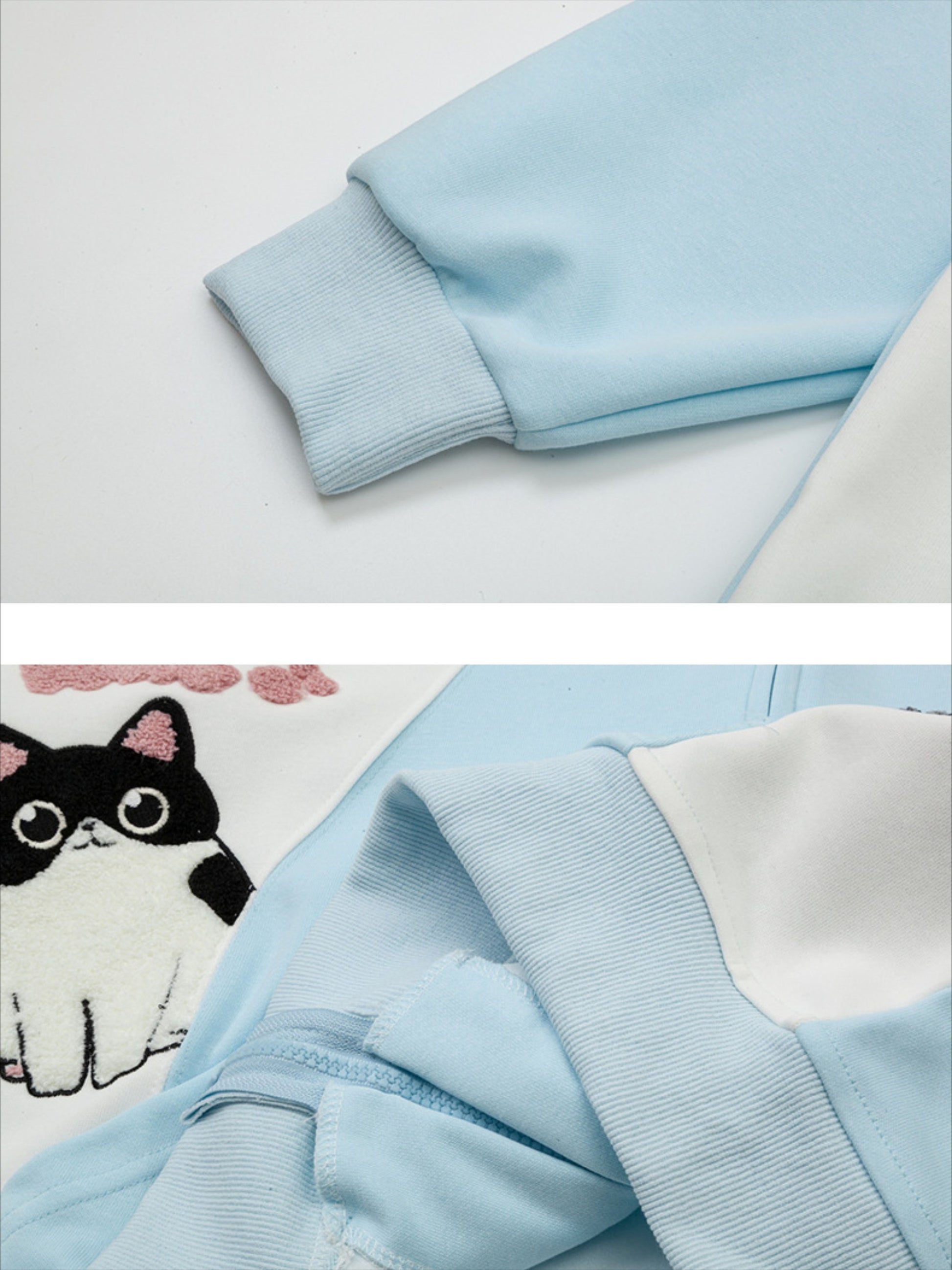 Cat Contrast Color Hoodie