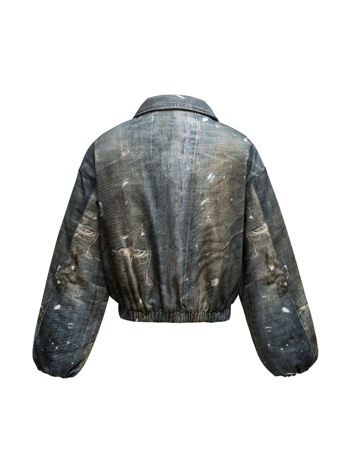 Distressed 3D Digital Print Denim Jacket
