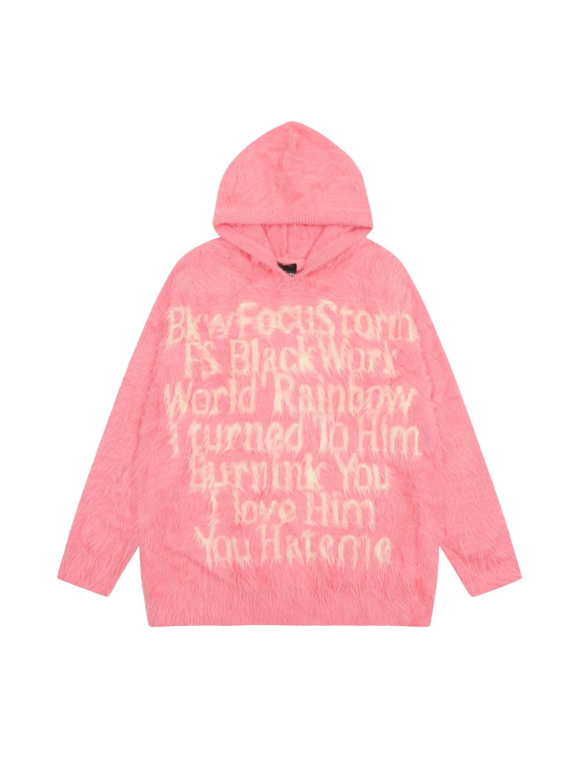 Vintage Lettering Seahorse Fur Hoodie