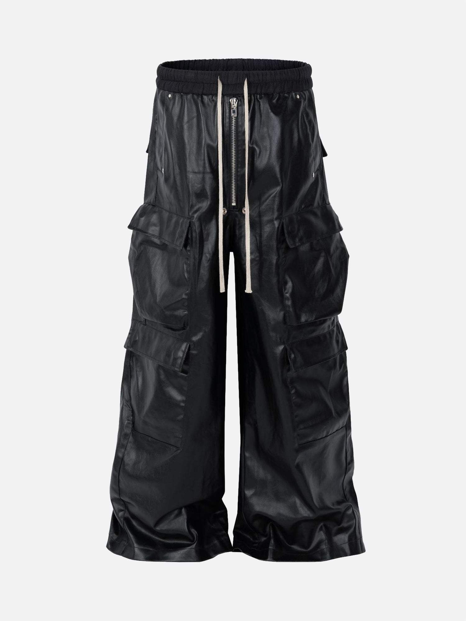 Layered Three-dimensional Pocket Wide-leg Flared Pants-4545
