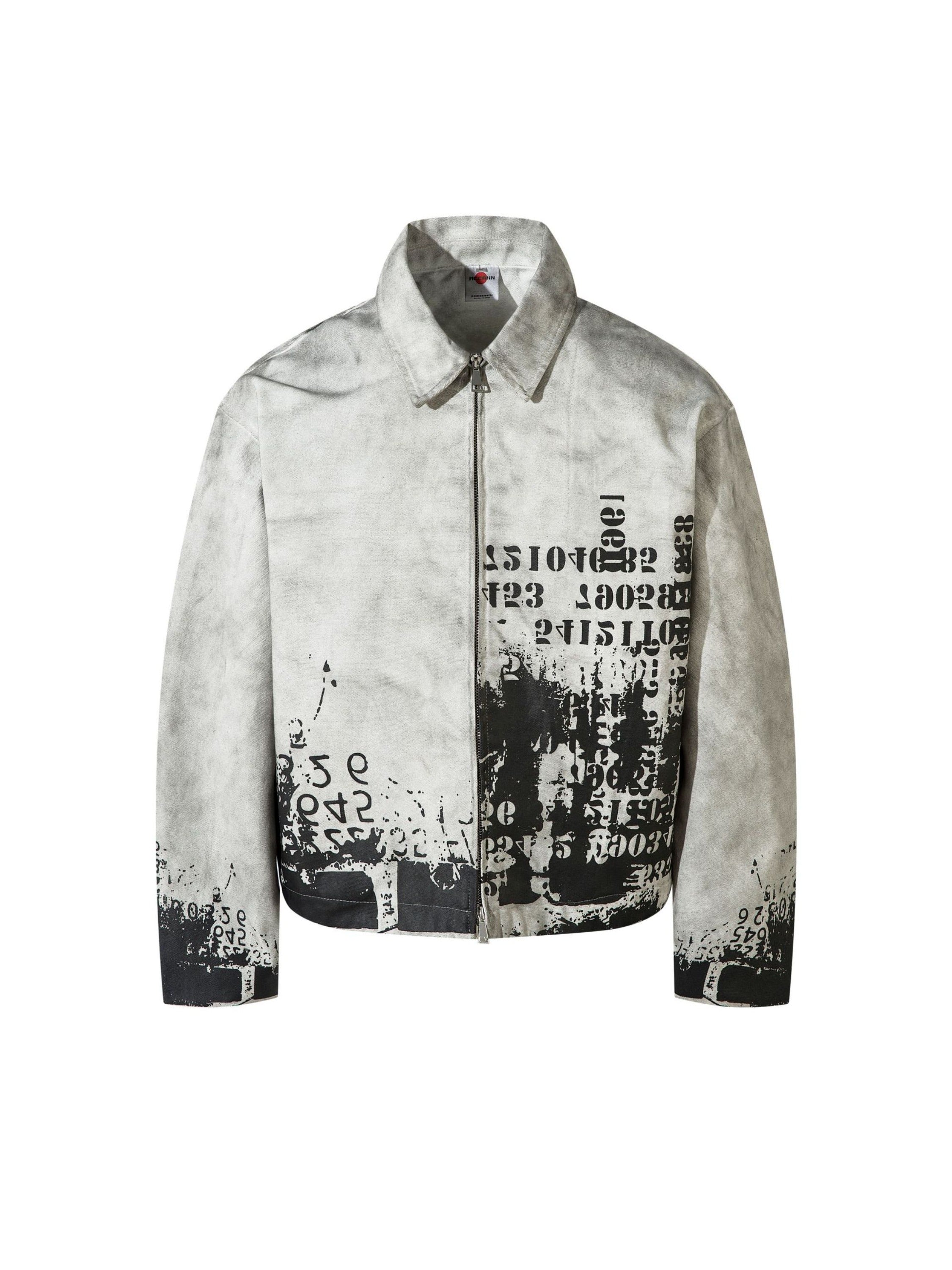 Vintage Letter Print Distressed Short Jacket