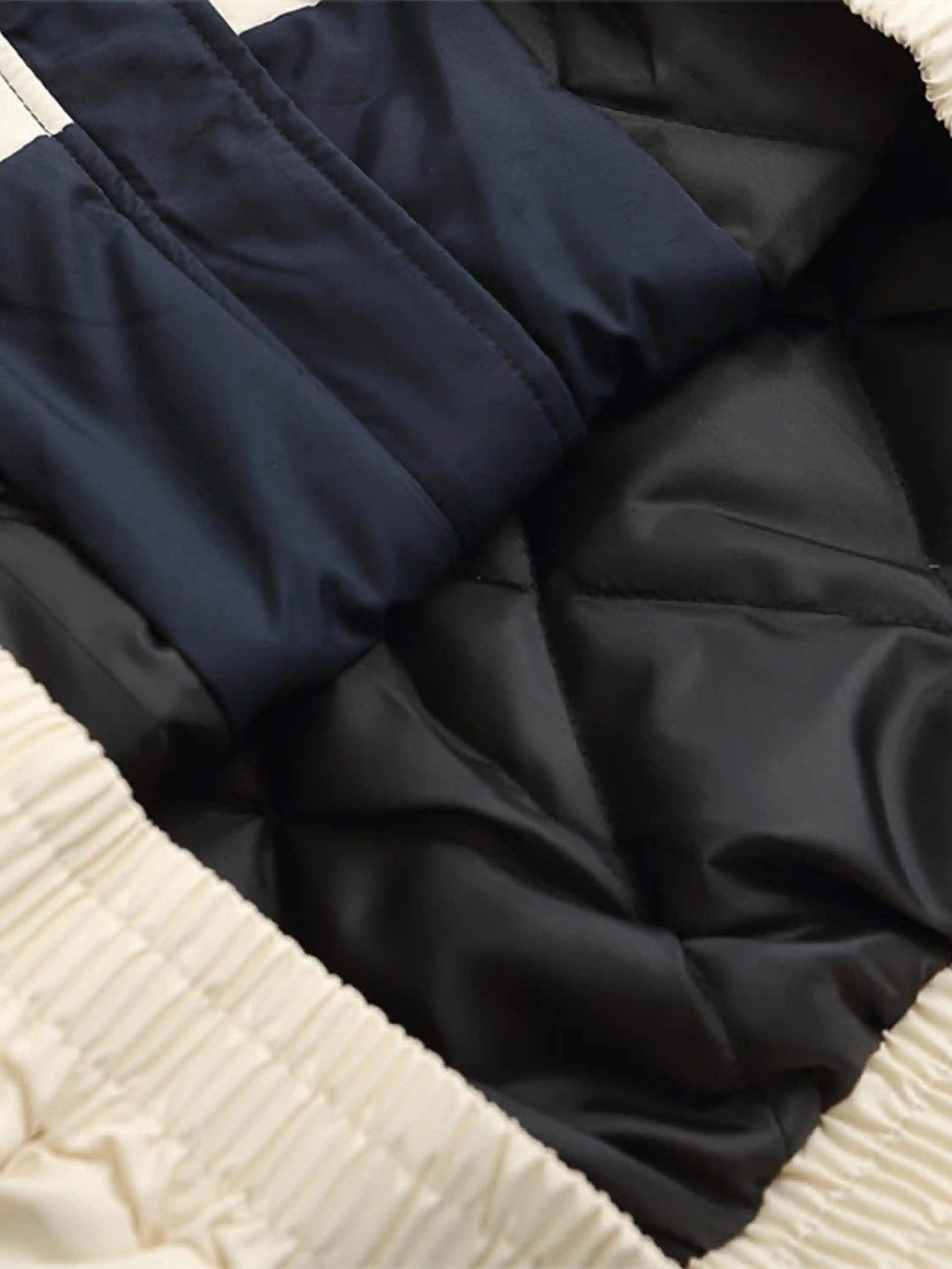 Disguisen Retro Letter Embroidery Stitching Collision Color Cotton Thickened Jacket